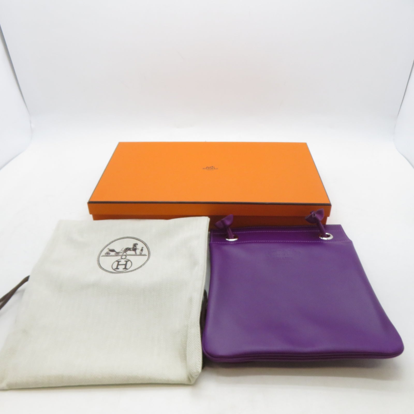 HERMES Swift皮革Aline銀扣肩背袋海Anemone海葵紫色