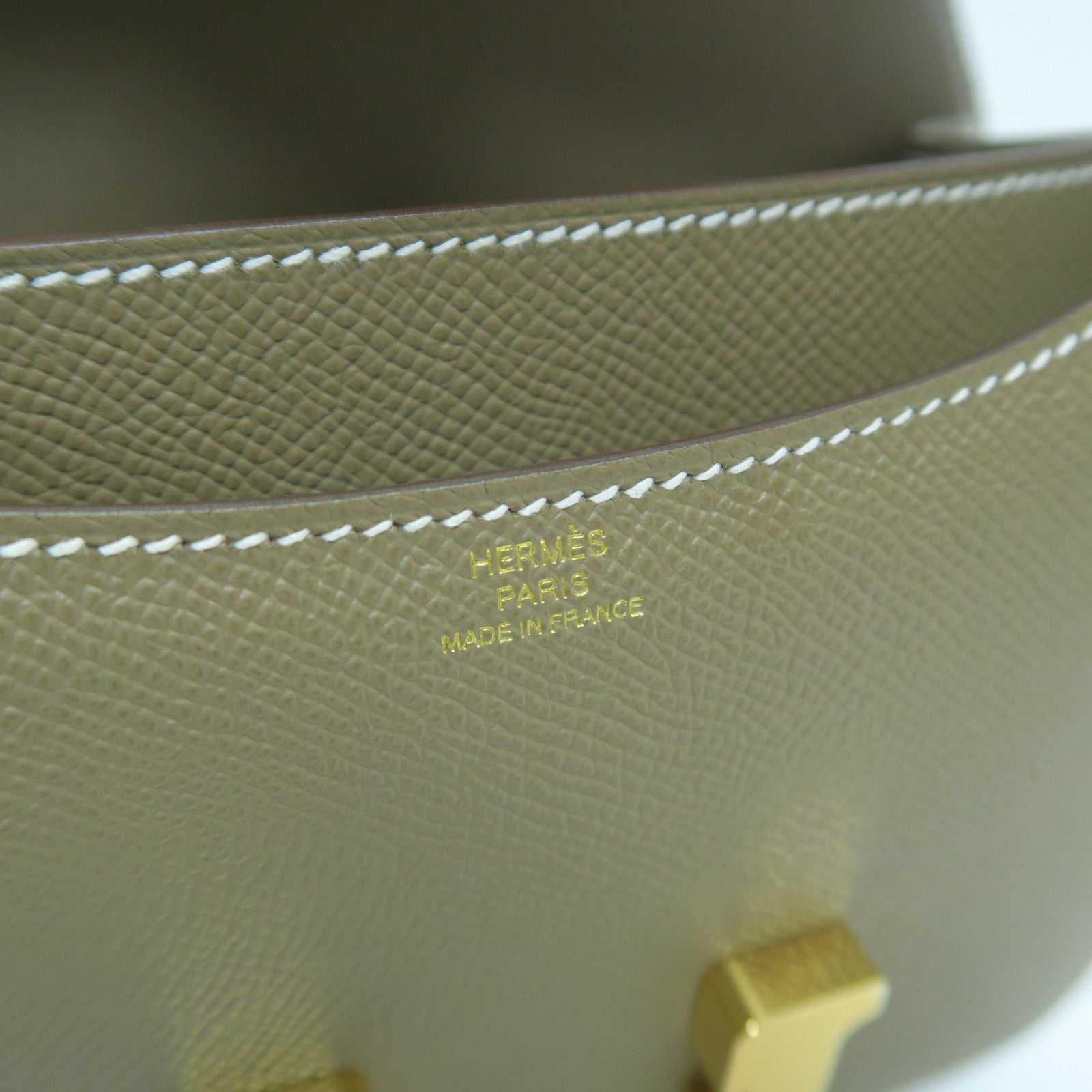 HERMES Epsom皮革Constance Mini金扣肩背袋Etoupe大象灰色