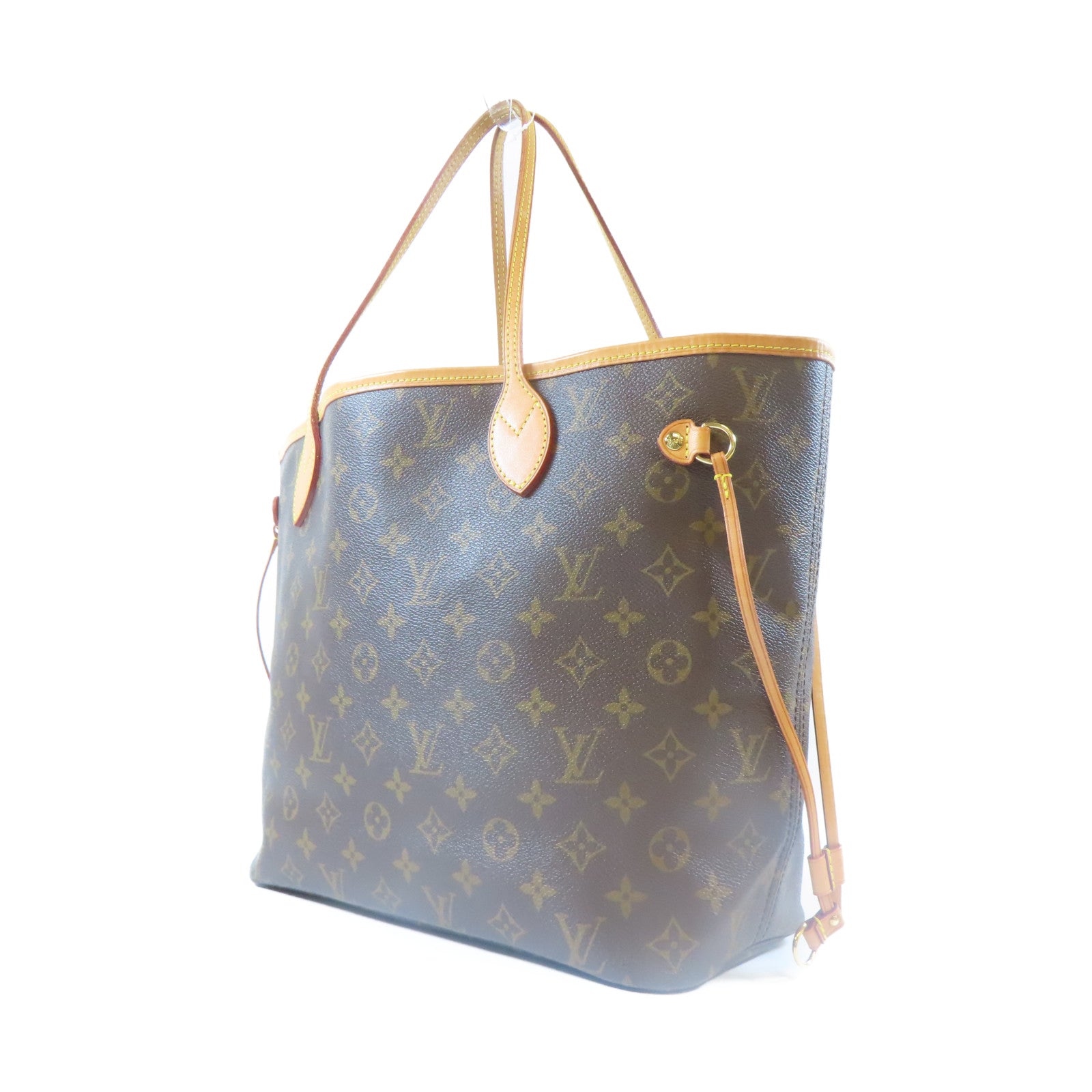 LOUIS VUITTON Monogram Neverfull MM金扣手挽袋啡色