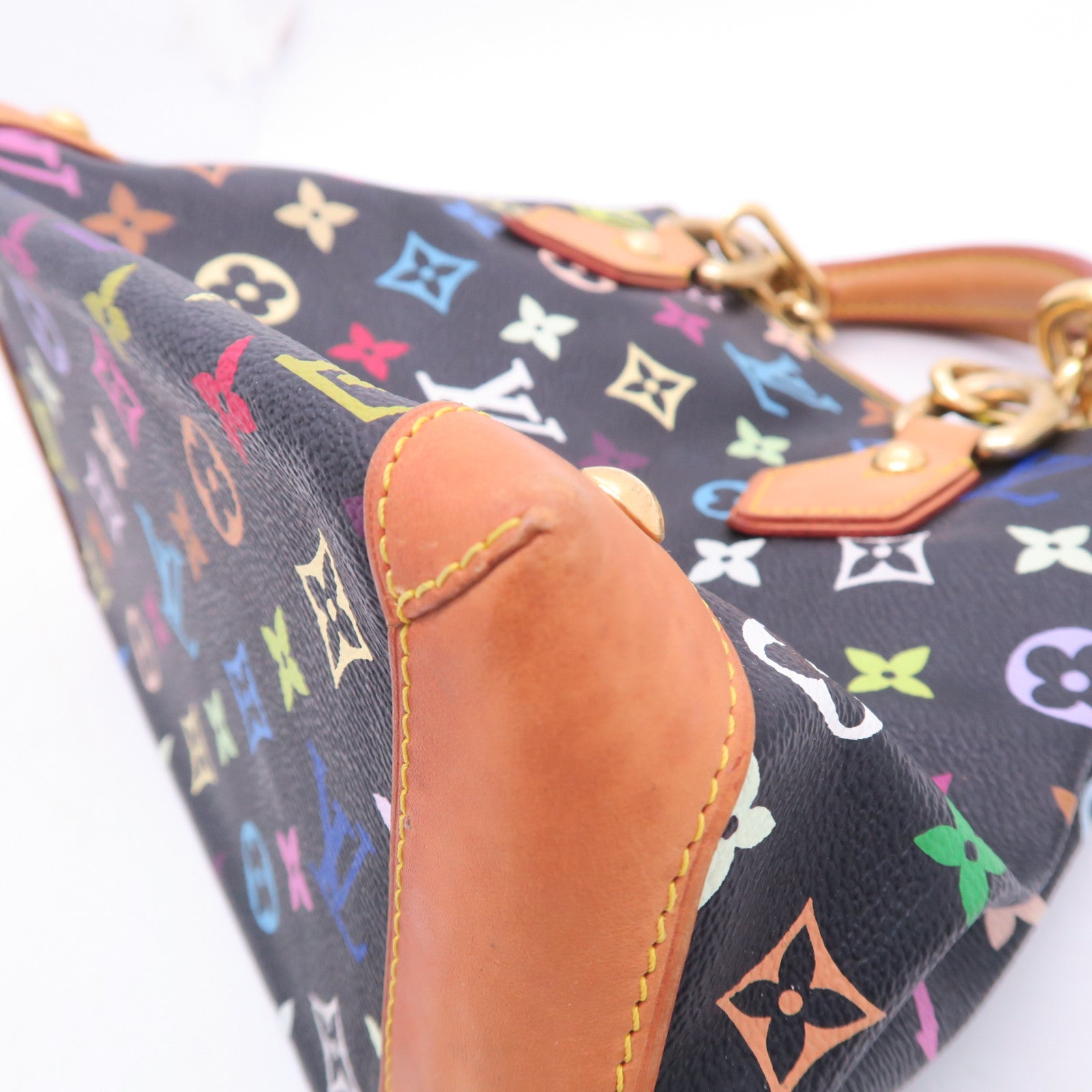 LOUIS VUITTON Monogram Multicolore Audra金扣手挽袋黑色
