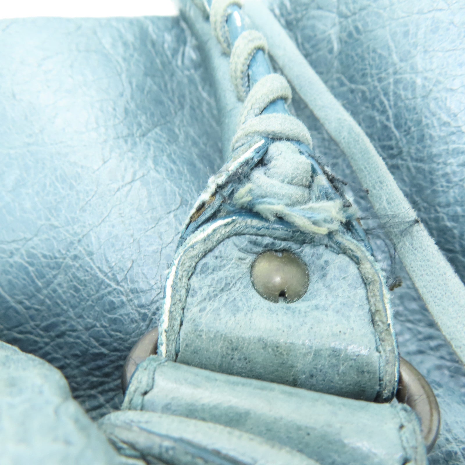 BALENCIAGA Sheepskin Leather The Work Gold Buckle Tote Bag Gray