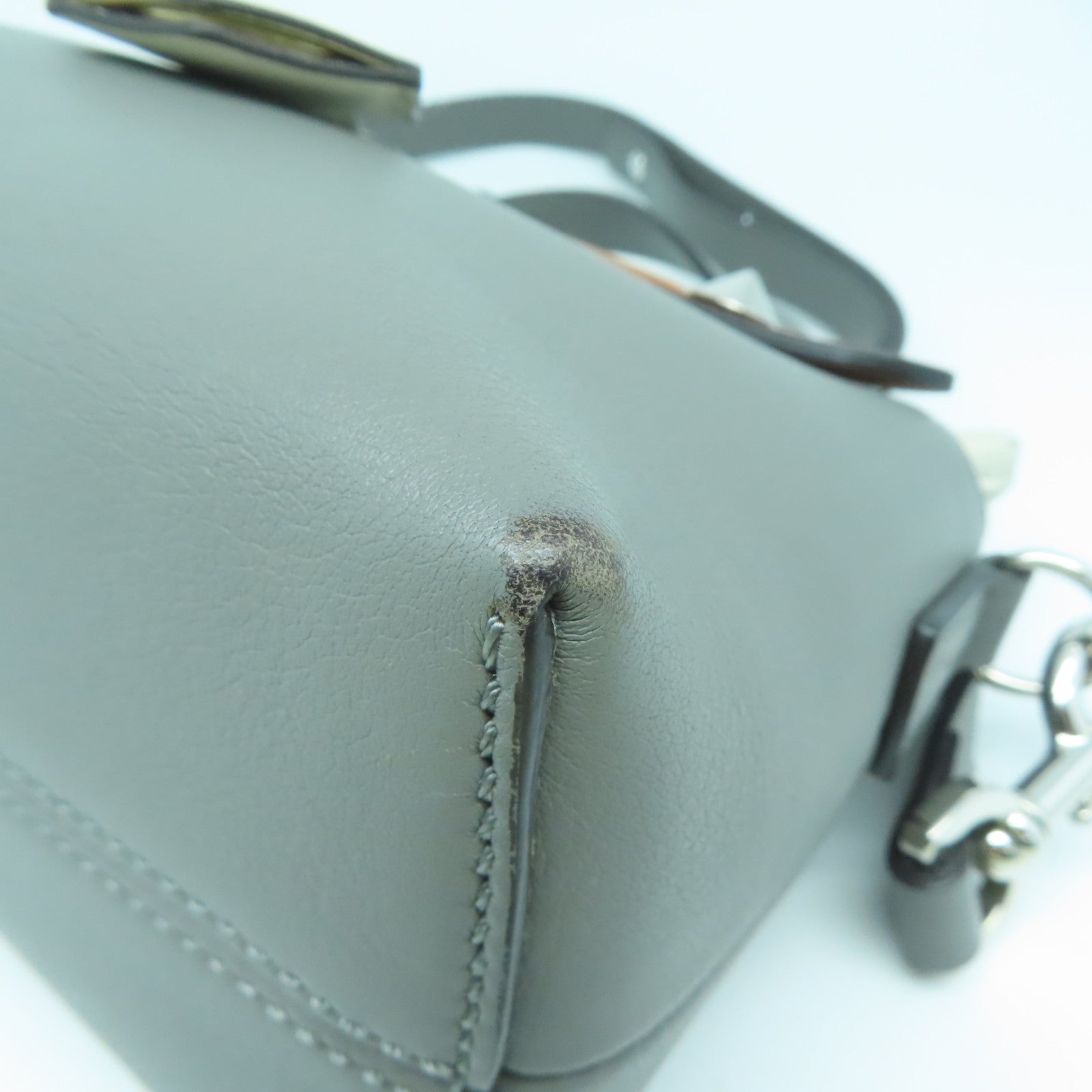 FENDI 【激減優惠】牛皮皮革By The Way Mini銀扣手挽肩背兩用袋灰色