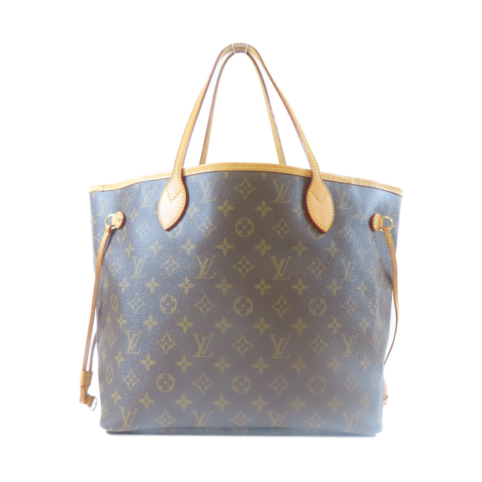 LOUIS VUITTON Monogram Neverfull MM金扣手挽袋啡色