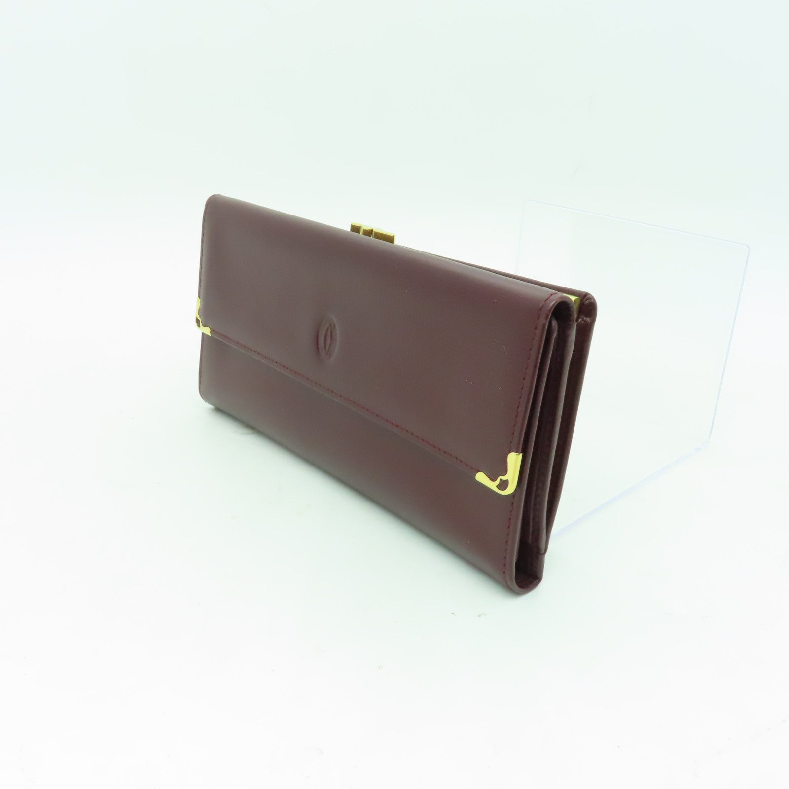 CARTIER 牛皮皮革Wallet金扣長錢包酒紅色