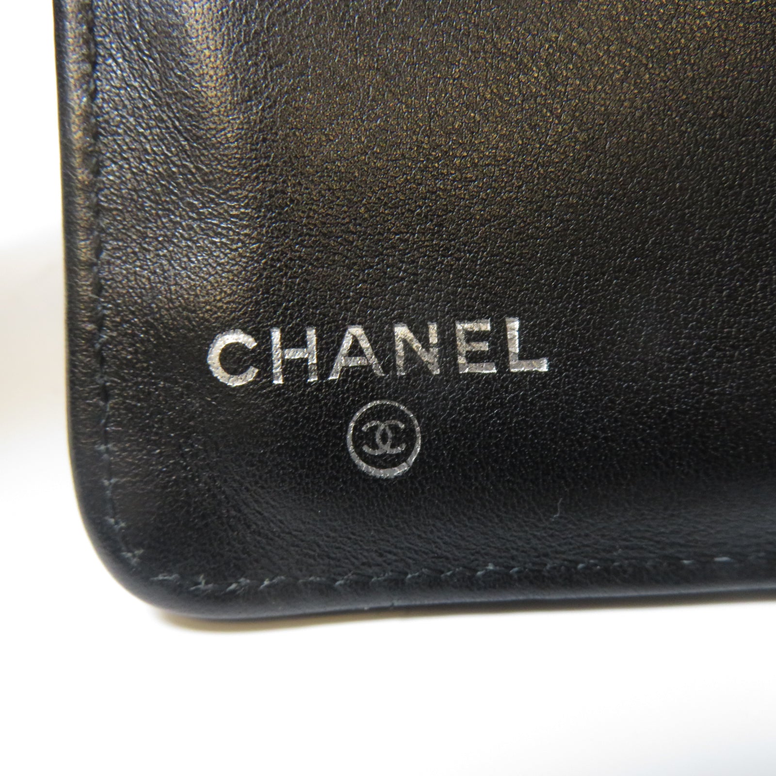 CHANEL 牛皮皮革Wallet銀扣錢包黑色