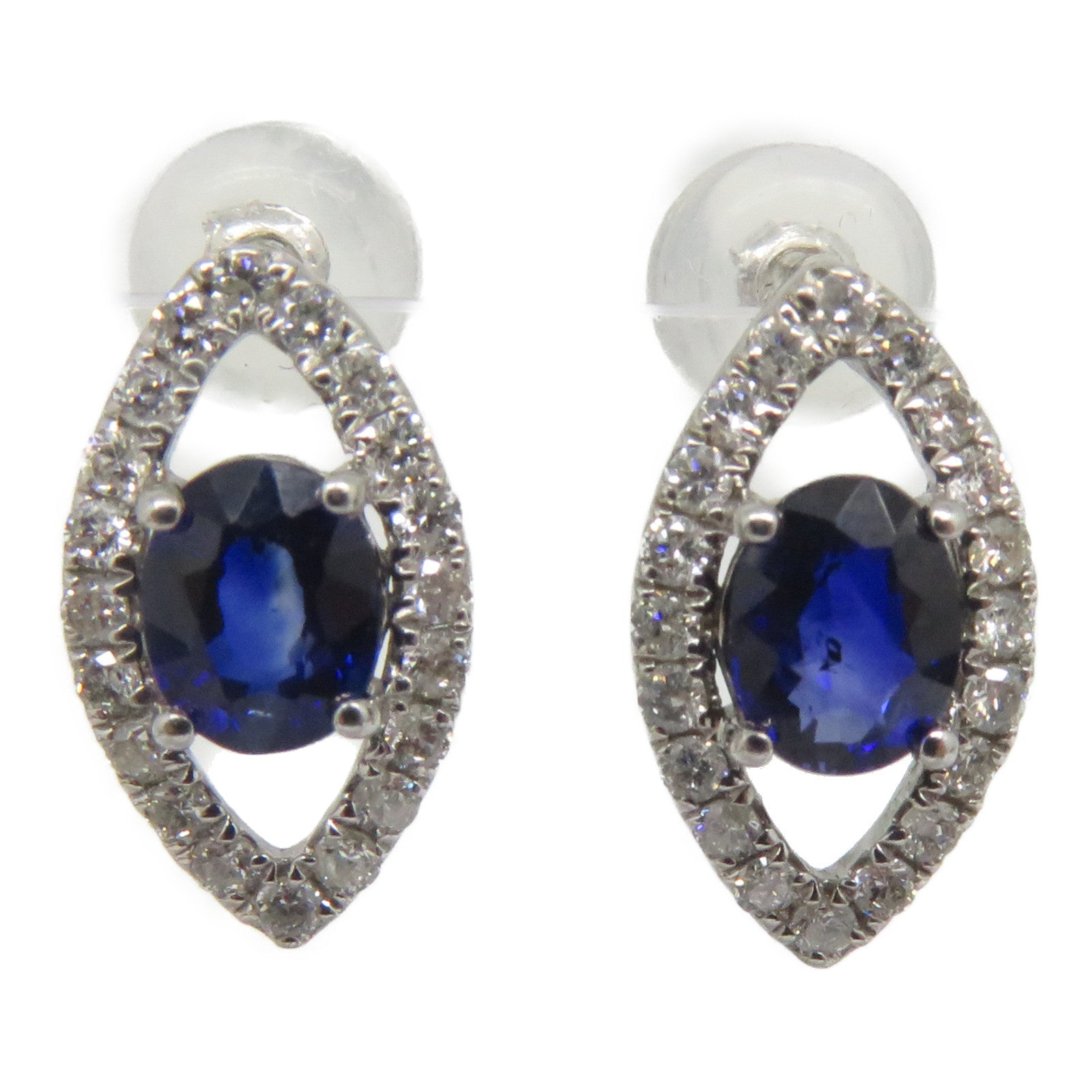 JEWELRY 【激減優惠】18K白金Sapphire Earrigns 0.960ct藍寶石/0.240ct鑽石耳環
