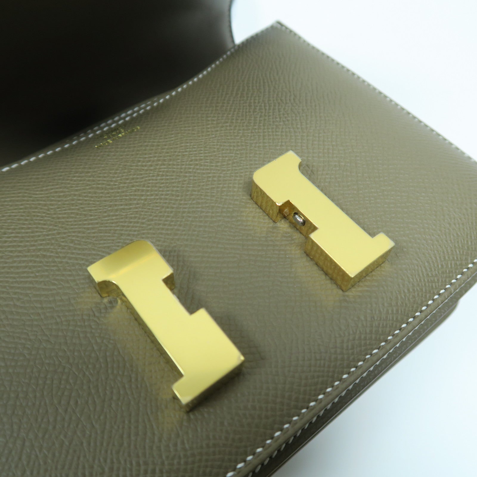 HERMES Epsom皮革Constance Mini金扣肩背袋Etoupe大象灰色