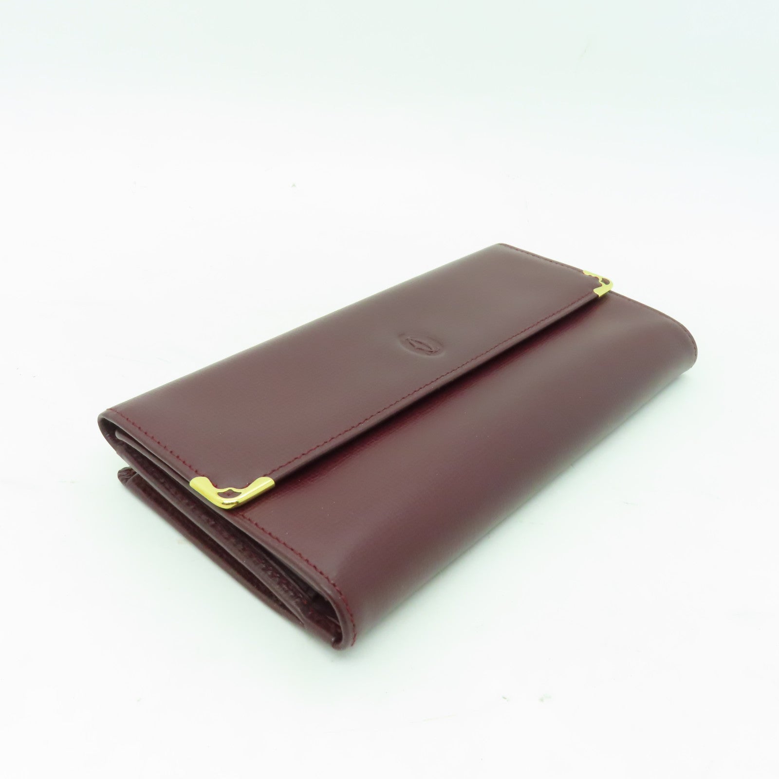 CARTIER 牛皮皮革Wallet金扣長錢包酒紅色