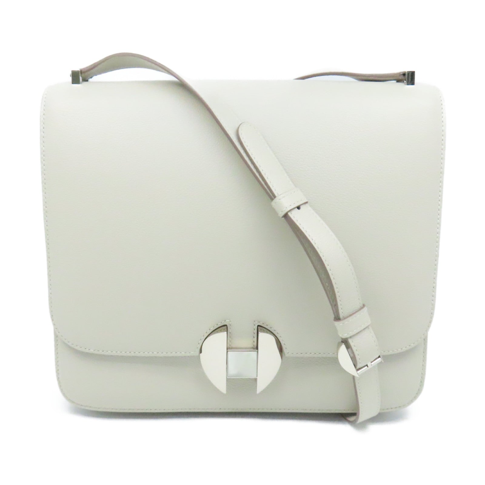 HERMES Evercolor皮革2002 Shoulder Bag銀扣肩背袋Gris Perle珍珠灰
