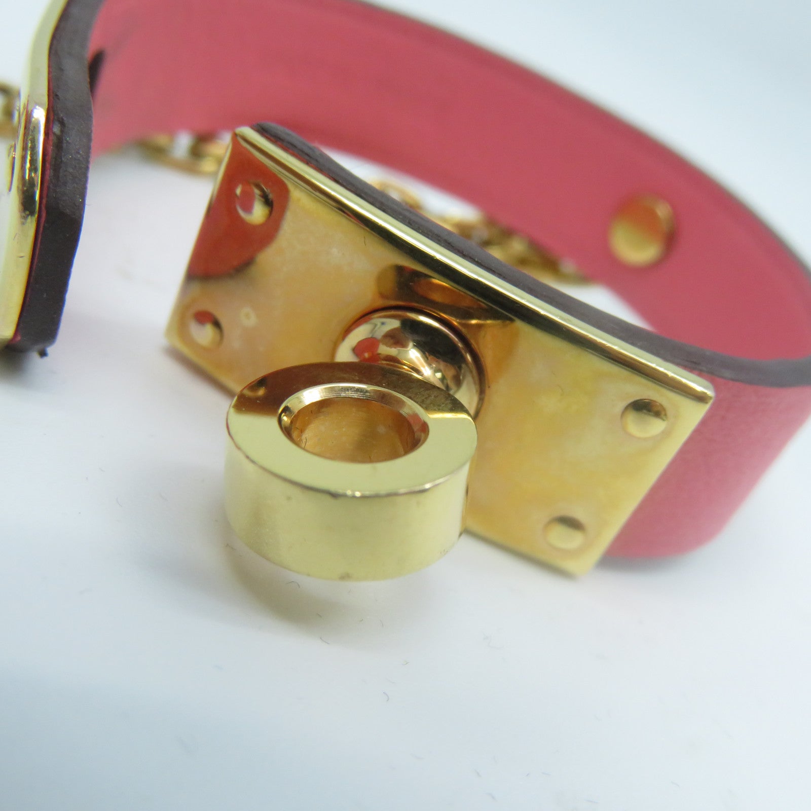 HERMES Swift皮革Pince A Gants Kelly金扣掛飾粉紅色