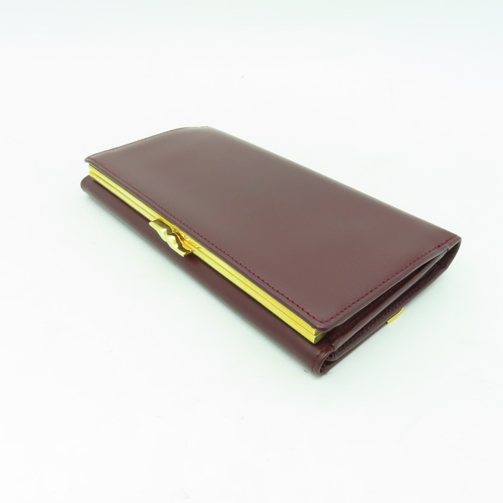 CARTIER 牛皮皮革Wallet金扣長錢包酒紅色