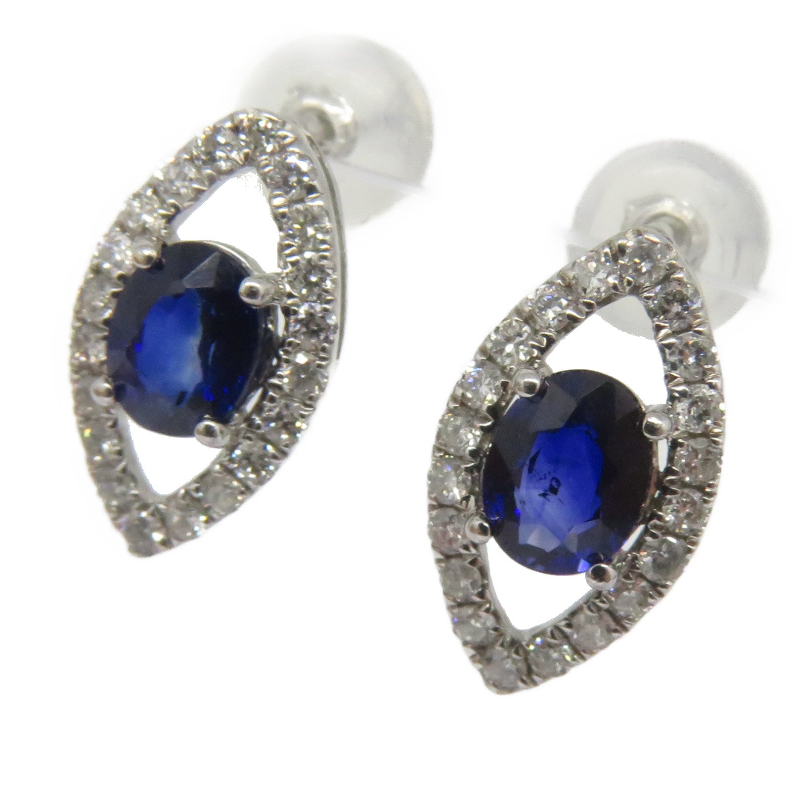 JEWELRY 【激減優惠】18K白金Sapphire Earrigns 0.960ct藍寶石/0.240ct鑽石耳環