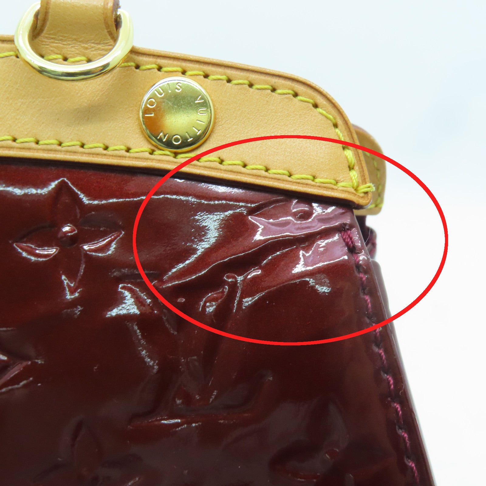 LOUIS VUITTON Monogram Vernis Brea MM Gold Buckle Hand Shoulder Dual-purpose Bag Wine Red