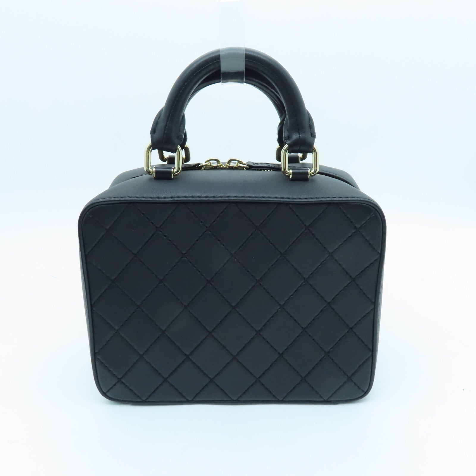 CHANEL cowhide leather Shoulder Bag gold buckle handle shoulder bag black