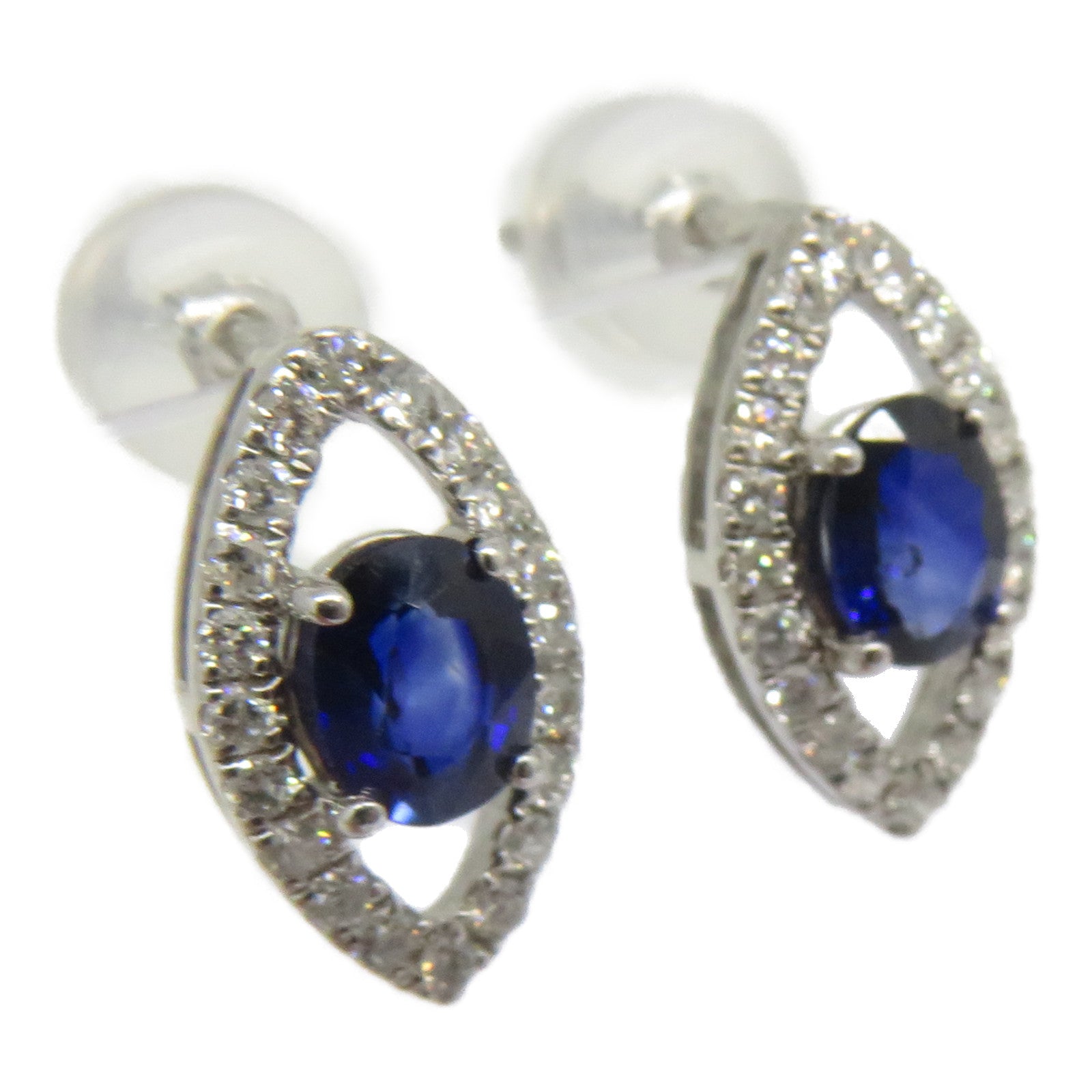 JEWELRY 【激減優惠】18K白金Sapphire Earrigns 0.960ct藍寶石/0.240ct鑽石耳環