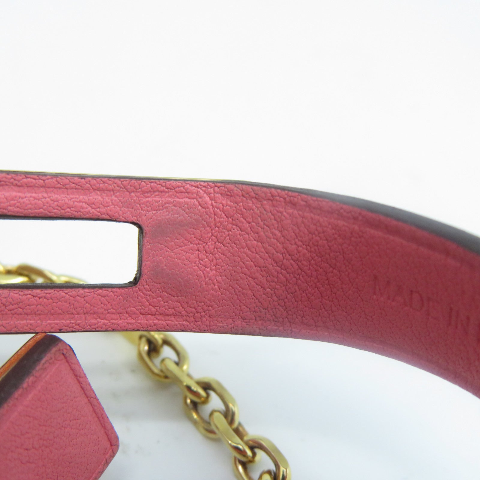 HERMES Swift皮革Pince A Gants Kelly金扣掛飾粉紅色