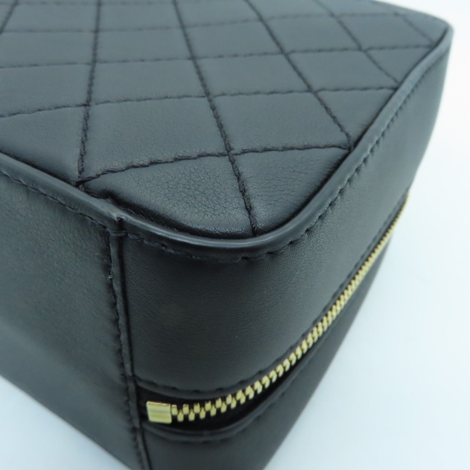 CHANEL cowhide leather Shoulder Bag gold buckle handle shoulder bag black