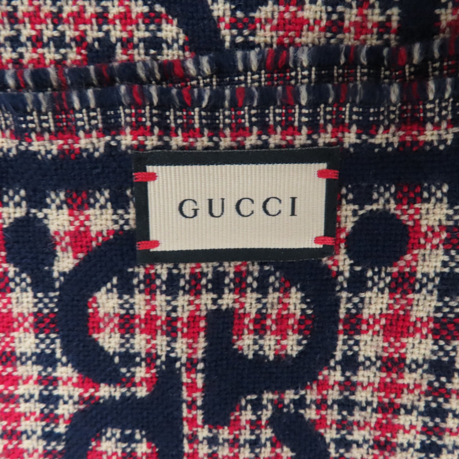 GUCCI 羊毛Scarf圍巾紅色/藍色