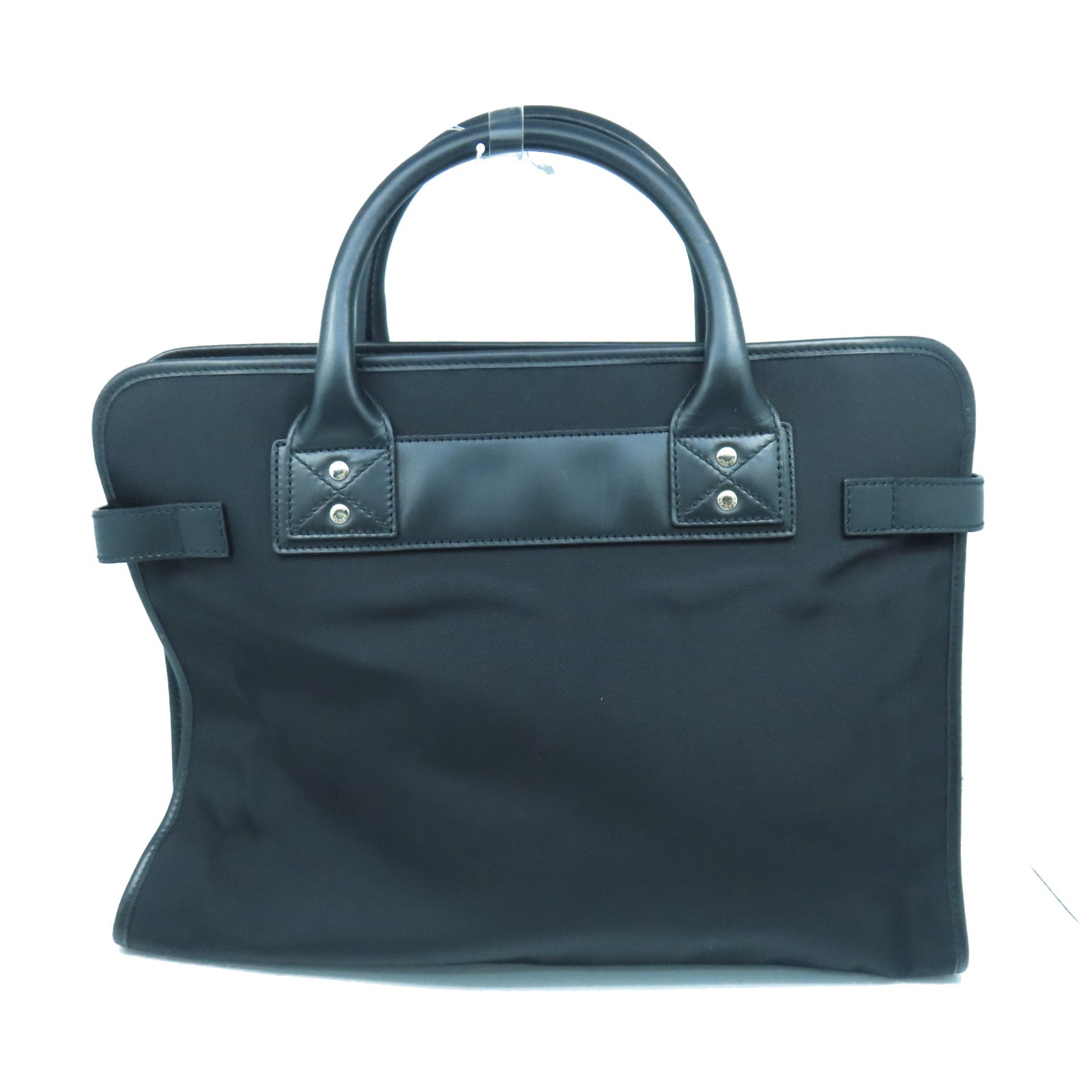 GUCCI Nylon Brief Case Silver Buckle Handle Bag Black