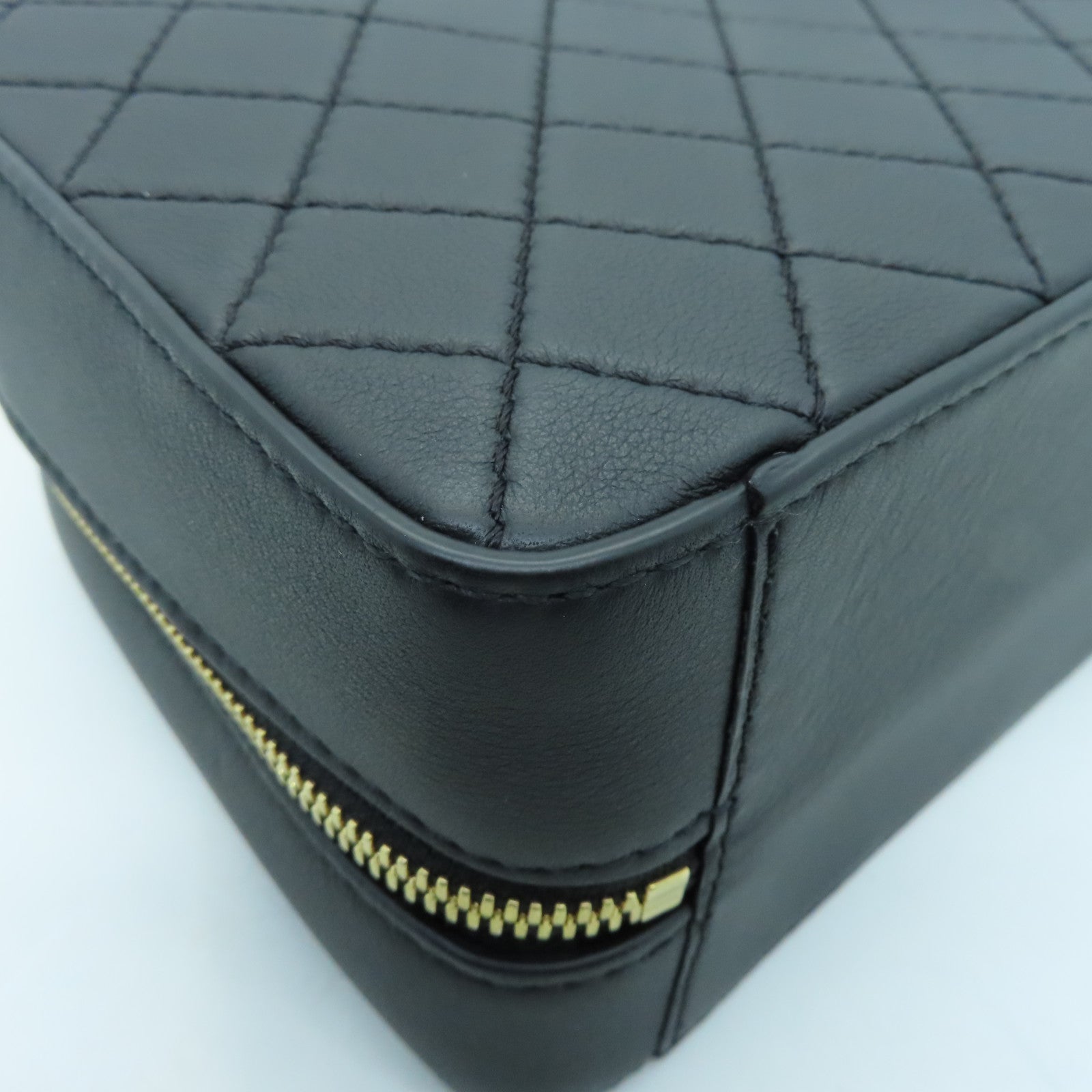 CHANEL cowhide leather Shoulder Bag gold buckle handle shoulder bag black