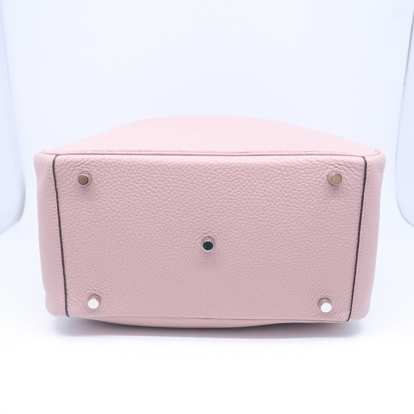 HERMES Taurillon Clemence皮革Lindy 30银扣手挽肩背两用袋粉红色