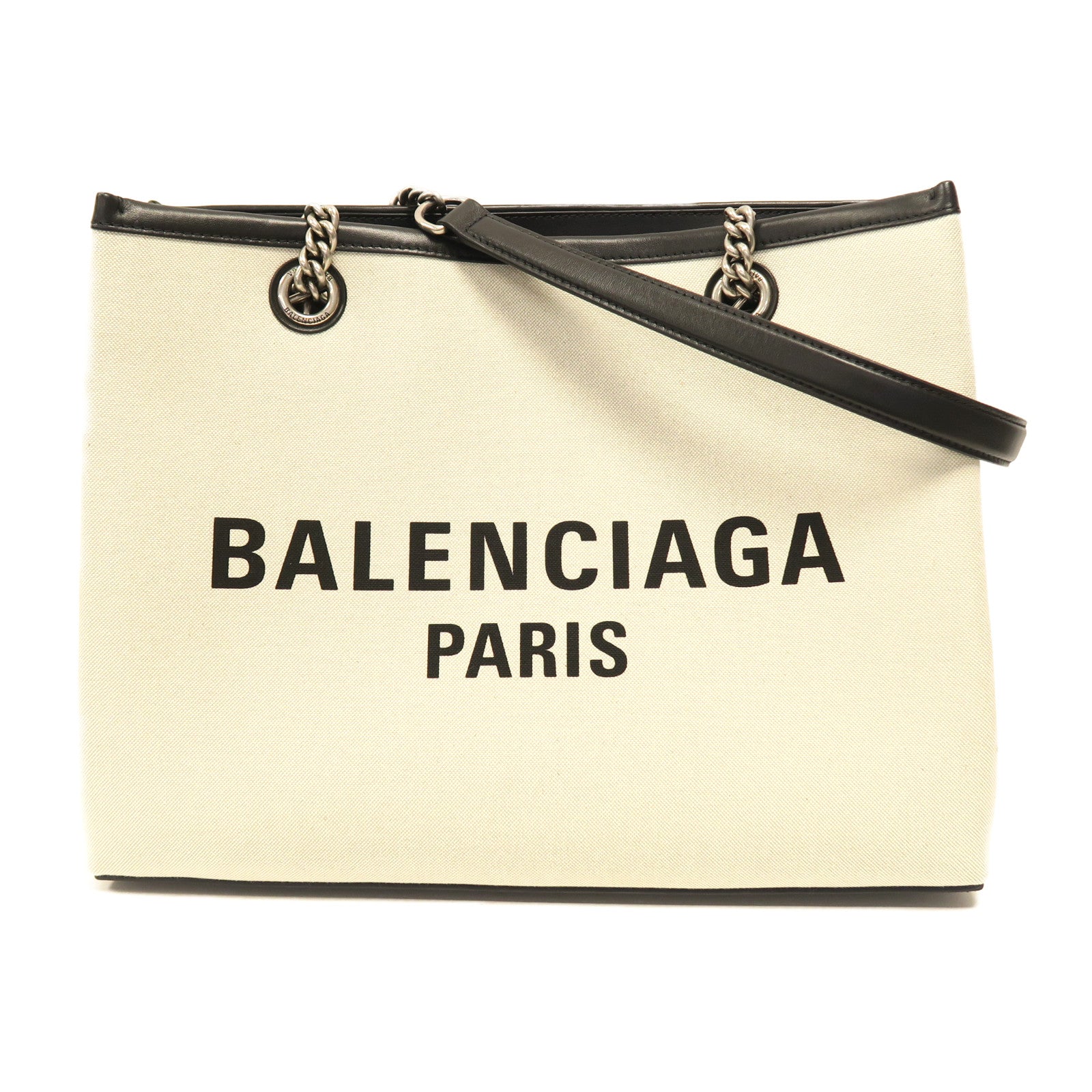 BALENCIAGA 帆布Tote Bag銀扣手挽袋米色