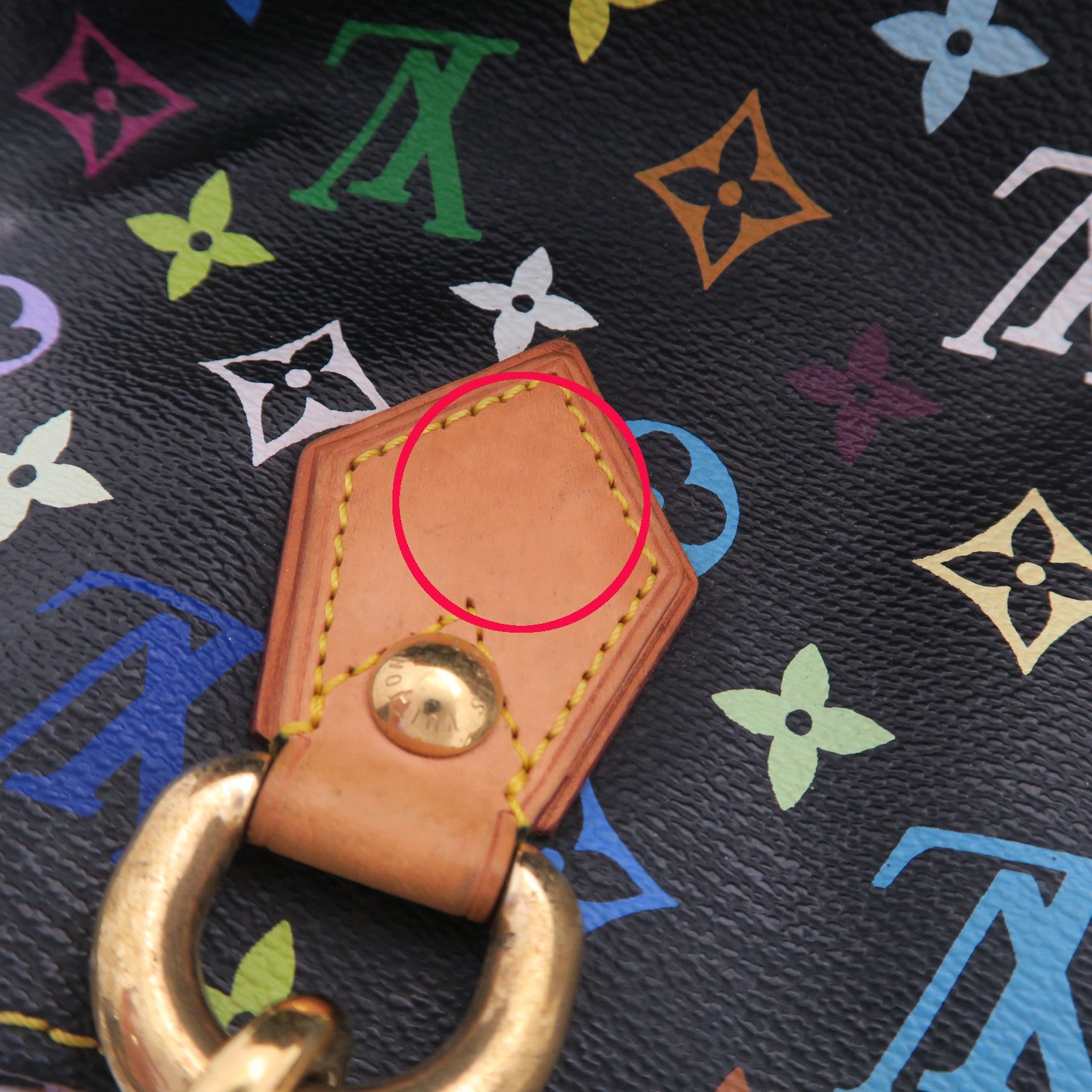 LOUIS VUITTON Monogram Multicolore Audra金扣手挽袋黑色