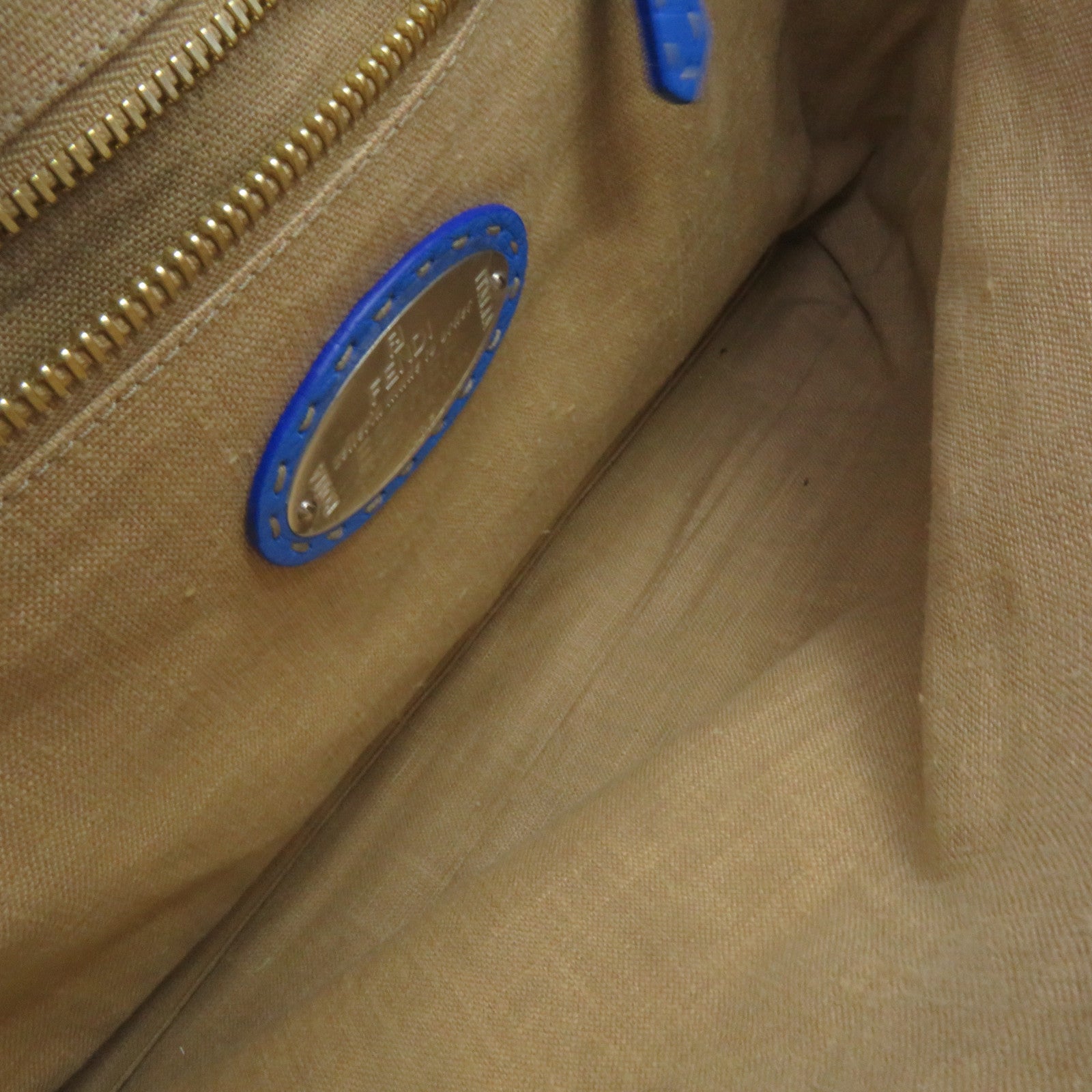 FENDI 牛皮皮革Peekaboo 2Way Shoulder Bag金扣手挽肩背两用袋蓝色