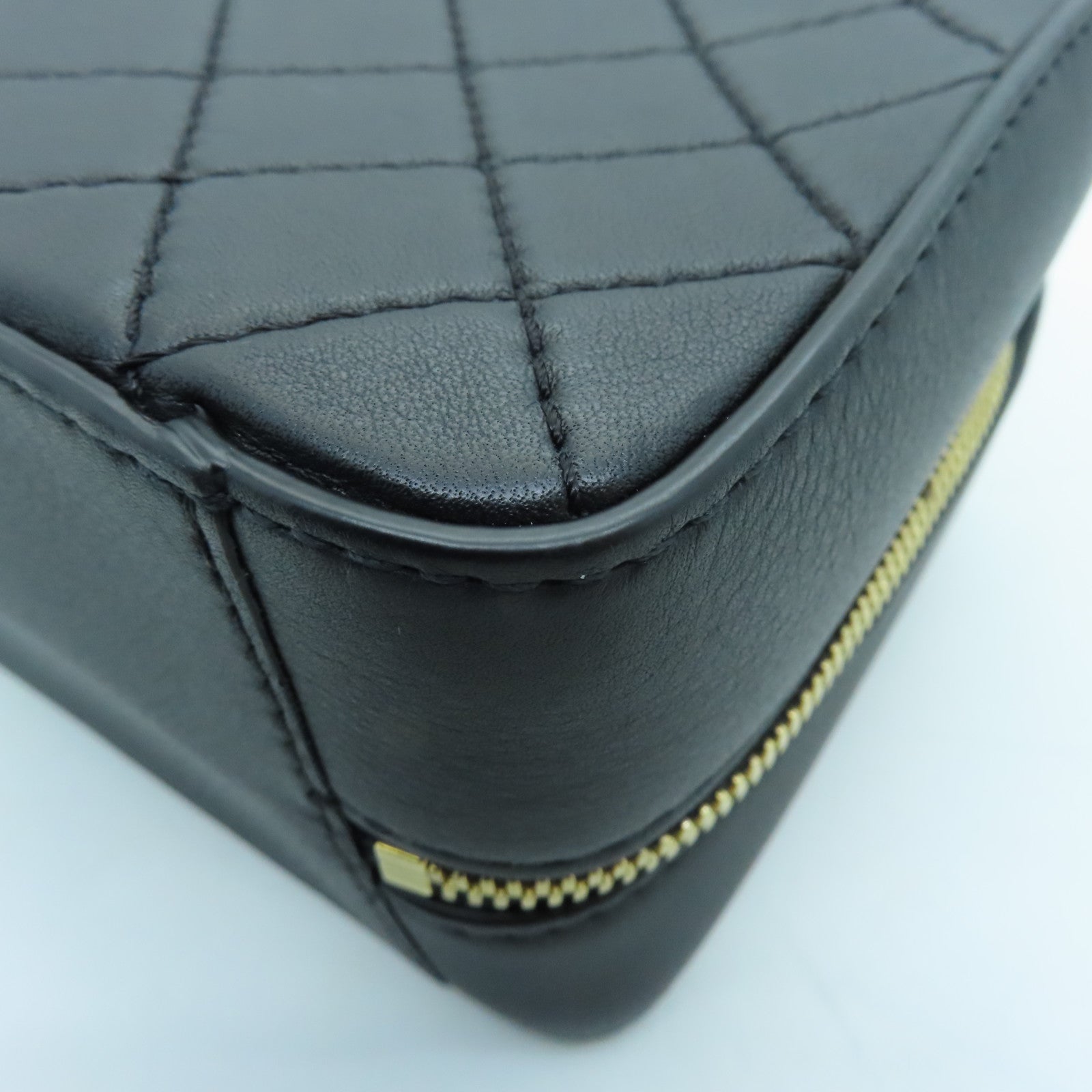 CHANEL cowhide leather Shoulder Bag gold buckle handle shoulder bag black