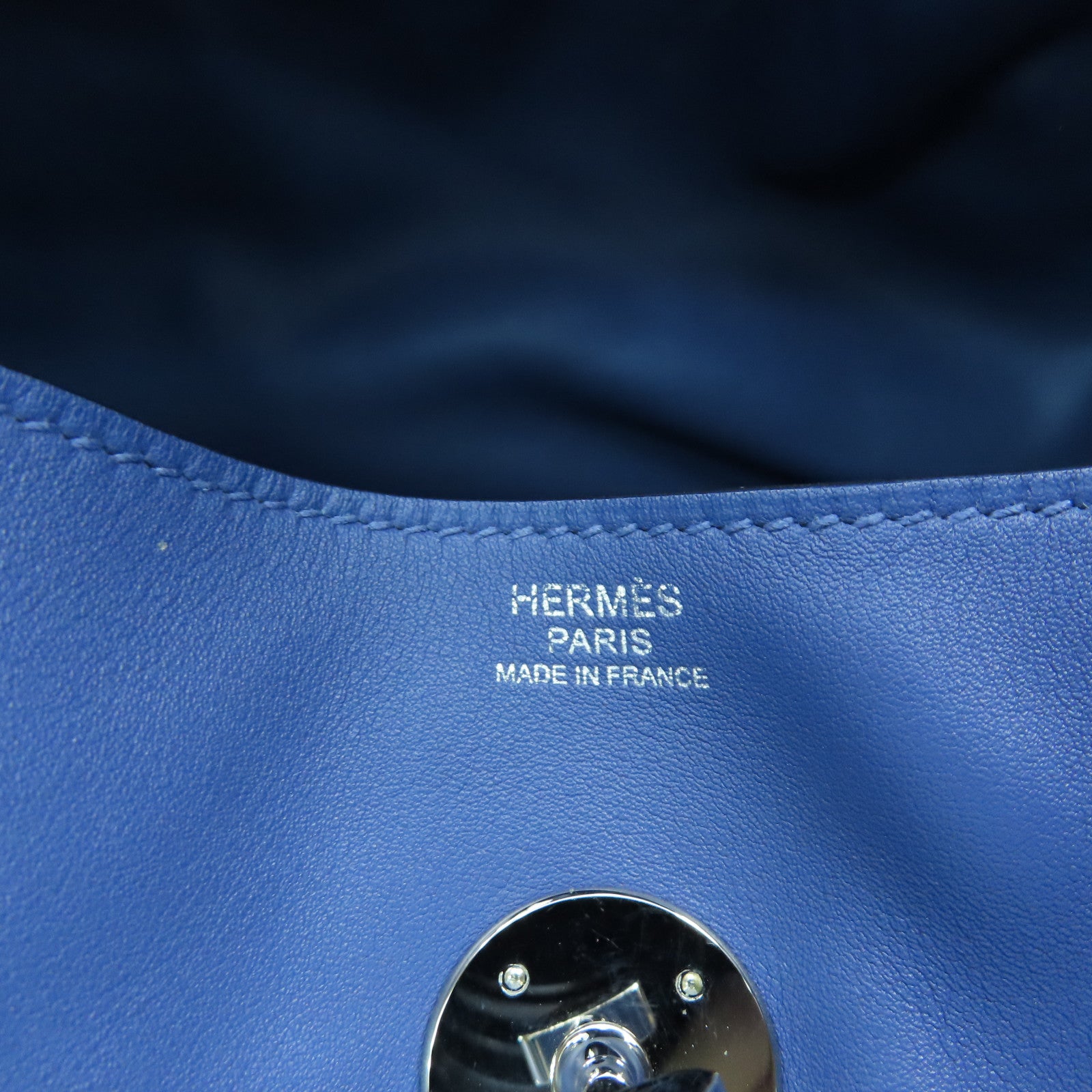 HERMES 【激減優惠】Veau Swift皮革Lindy 30銀扣手挽肩背兩用袋藍色