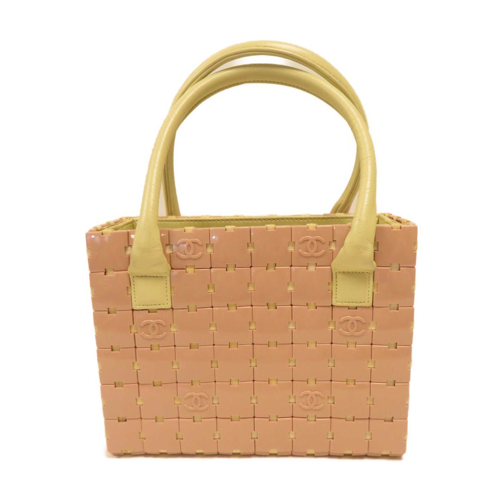CHANEL 皮革/塑料Handbag手挽袋粉紅色/米色