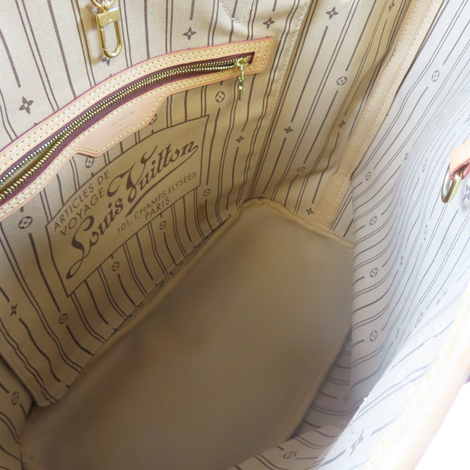 LOUIS VUITTON Monogram Neverfull MM金扣手挽袋啡色