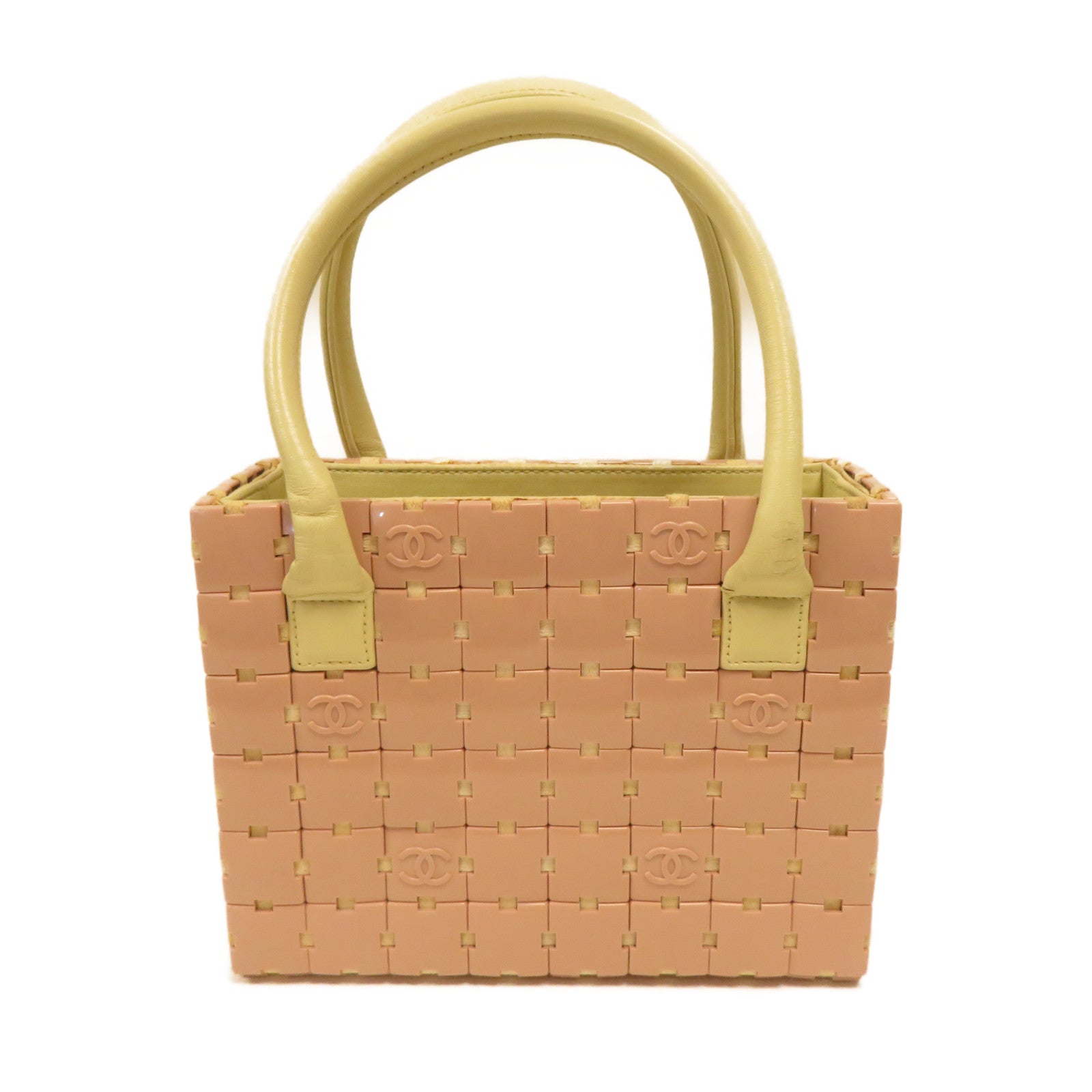 CHANEL 皮革/塑料Handbag手挽袋粉紅色/米色