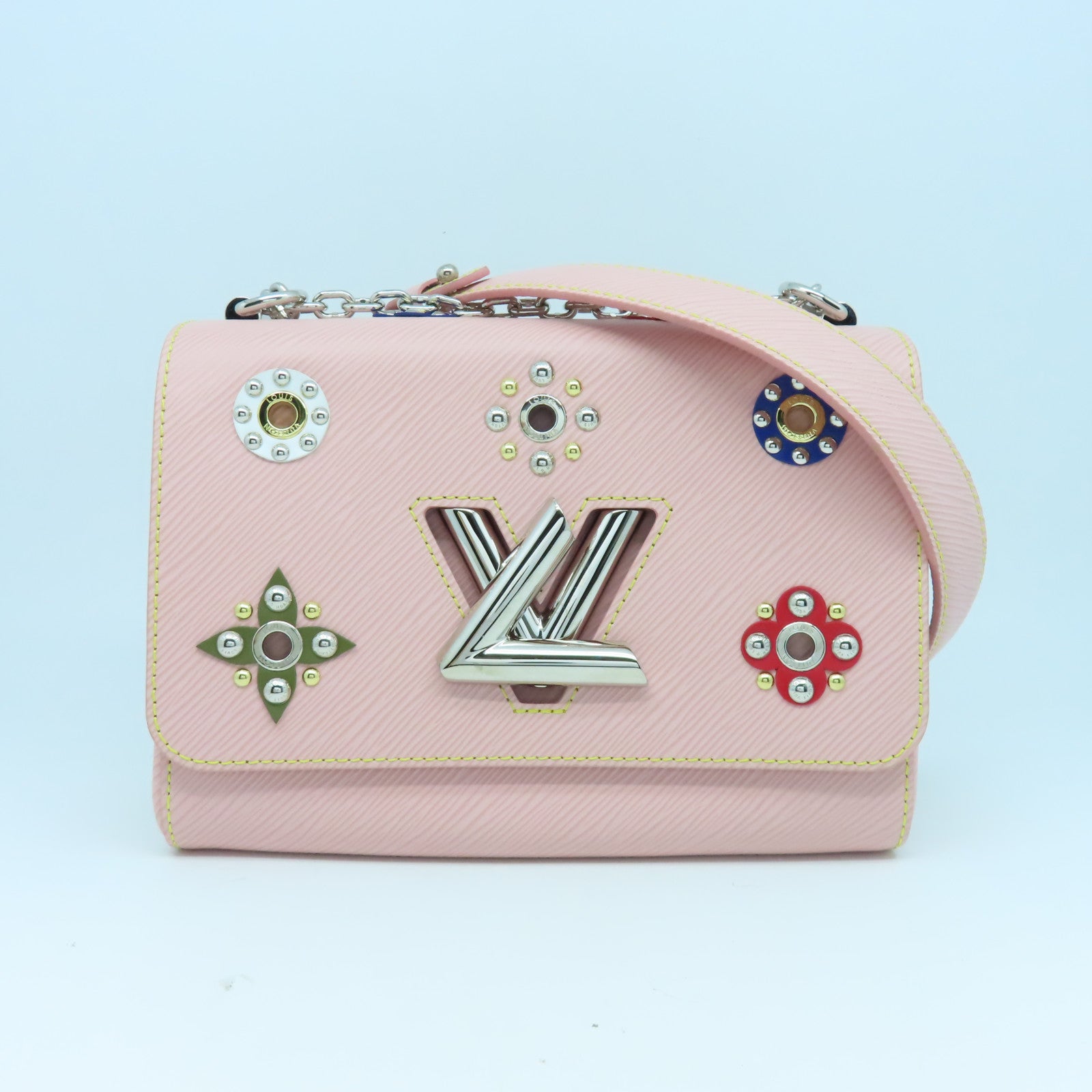 LOUIS VUITTON 【激減優惠】Epi Twist MM銀扣肩背袋粉紅色