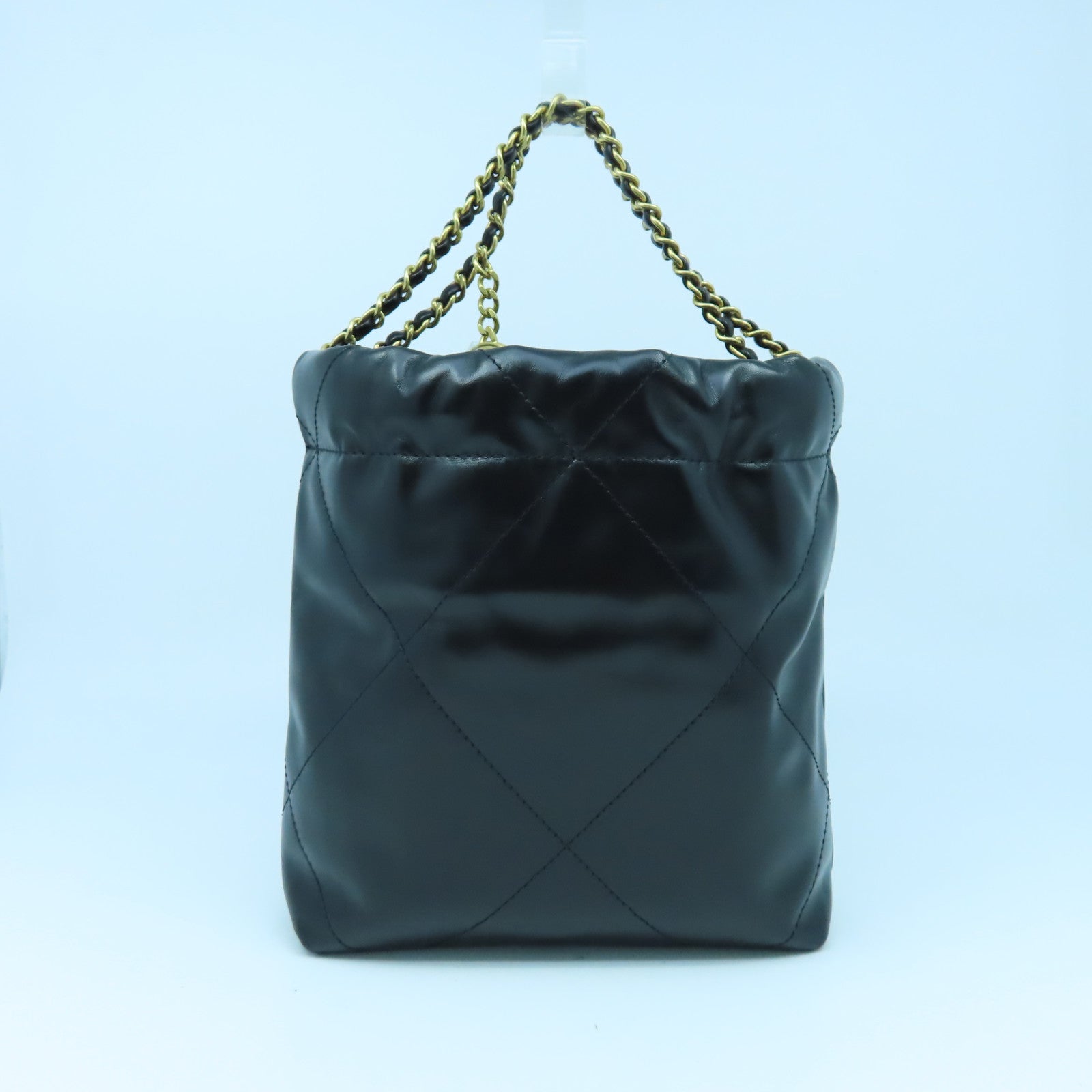 CHANEL 【激減優惠】菱格牛皮皮革Mini 22金扣鏈帶肩背袋黑色