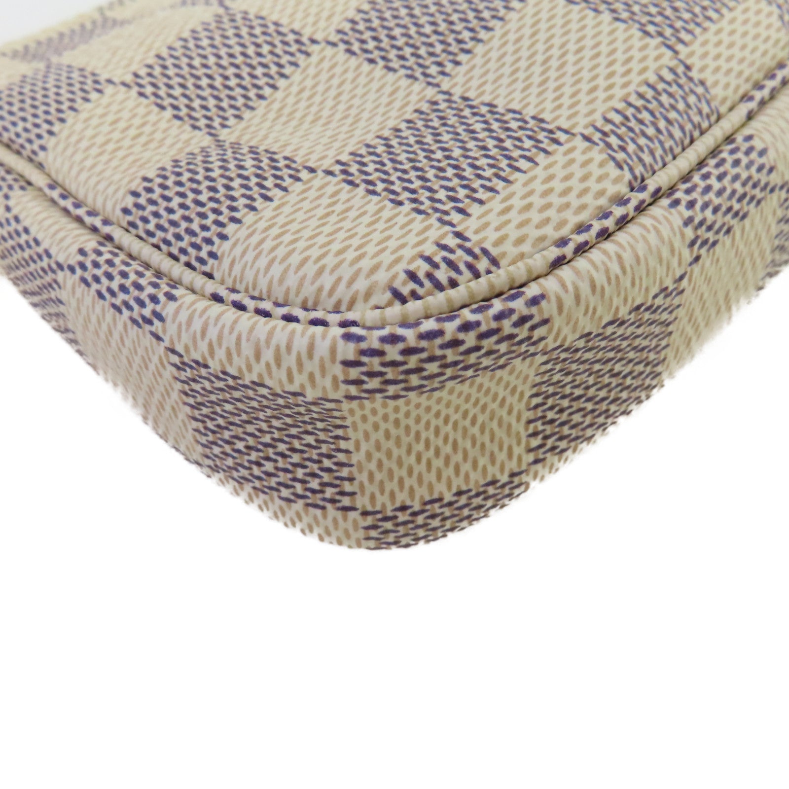 LOUIS VUITTON Damier Azur  Mini Pochette Accessoires Pouch金扣鏈帶手拿包米白色