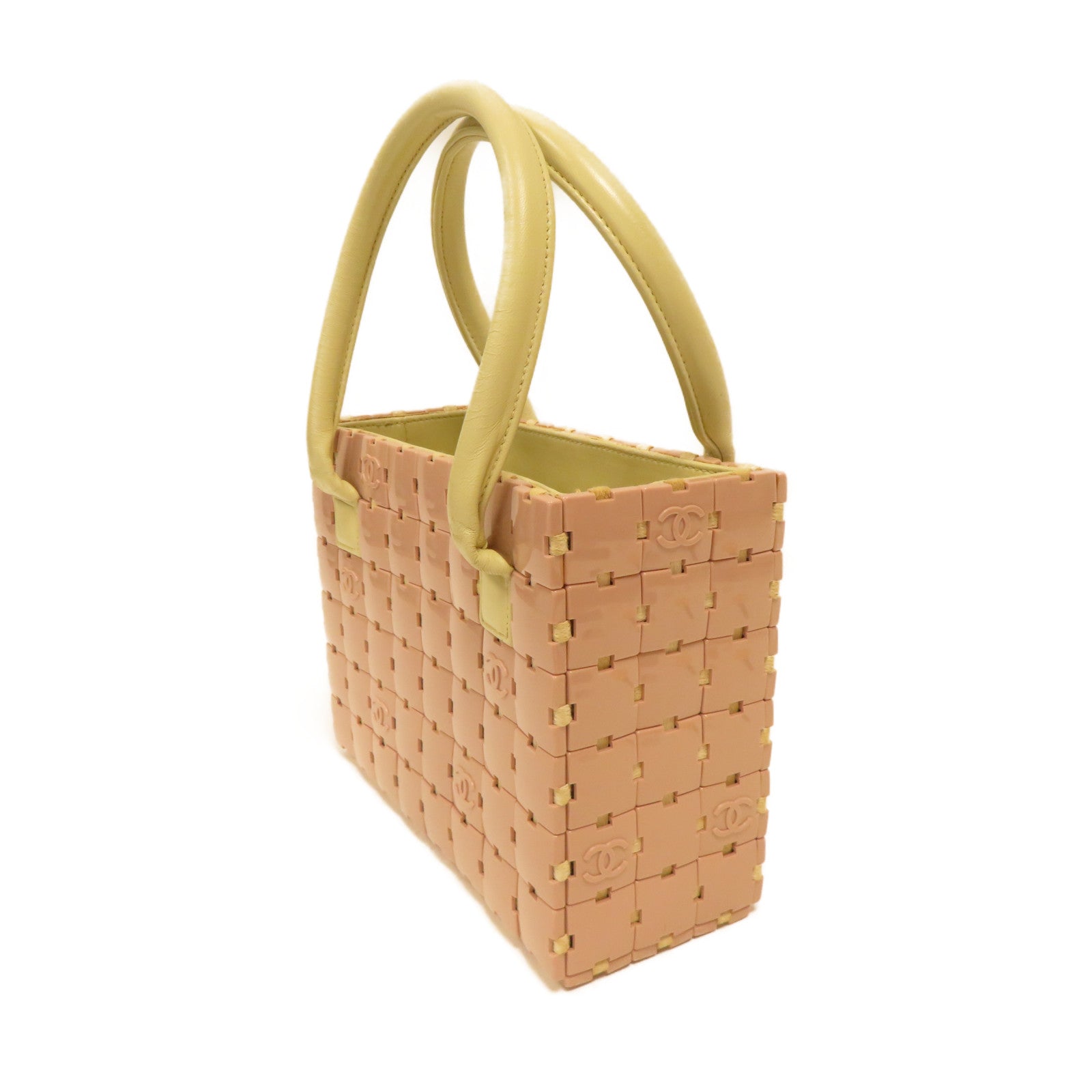 CHANEL 皮革/塑料Handbag手挽袋粉紅色/米色