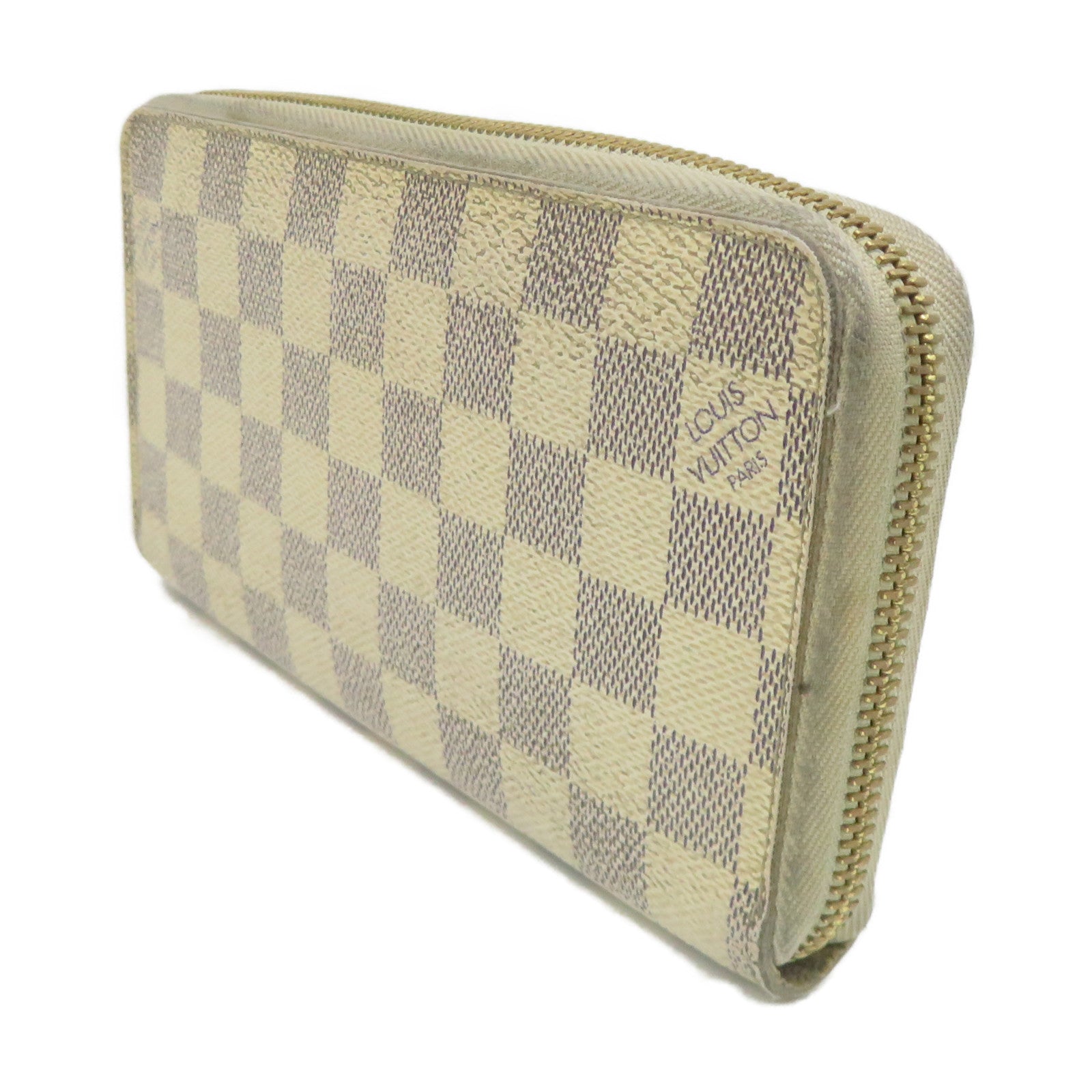 LOUIS VUITTON Damier Azur Zipper Long Wallet拉链长钱包米白色