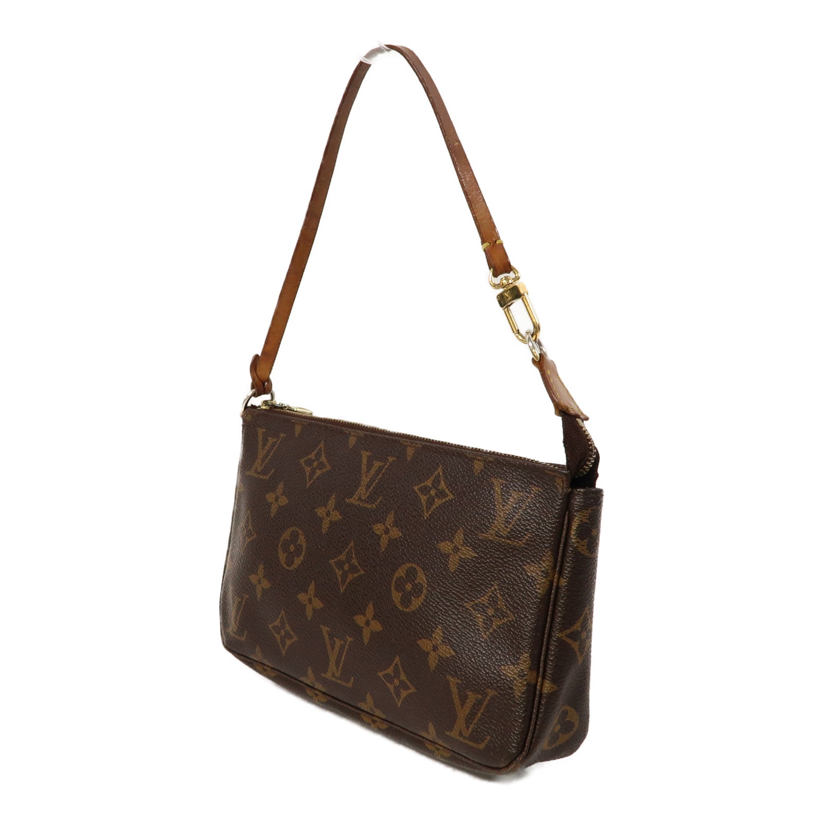 LOUIS VUITTON Monogram Pochette Accessories金扣手拿包啡色