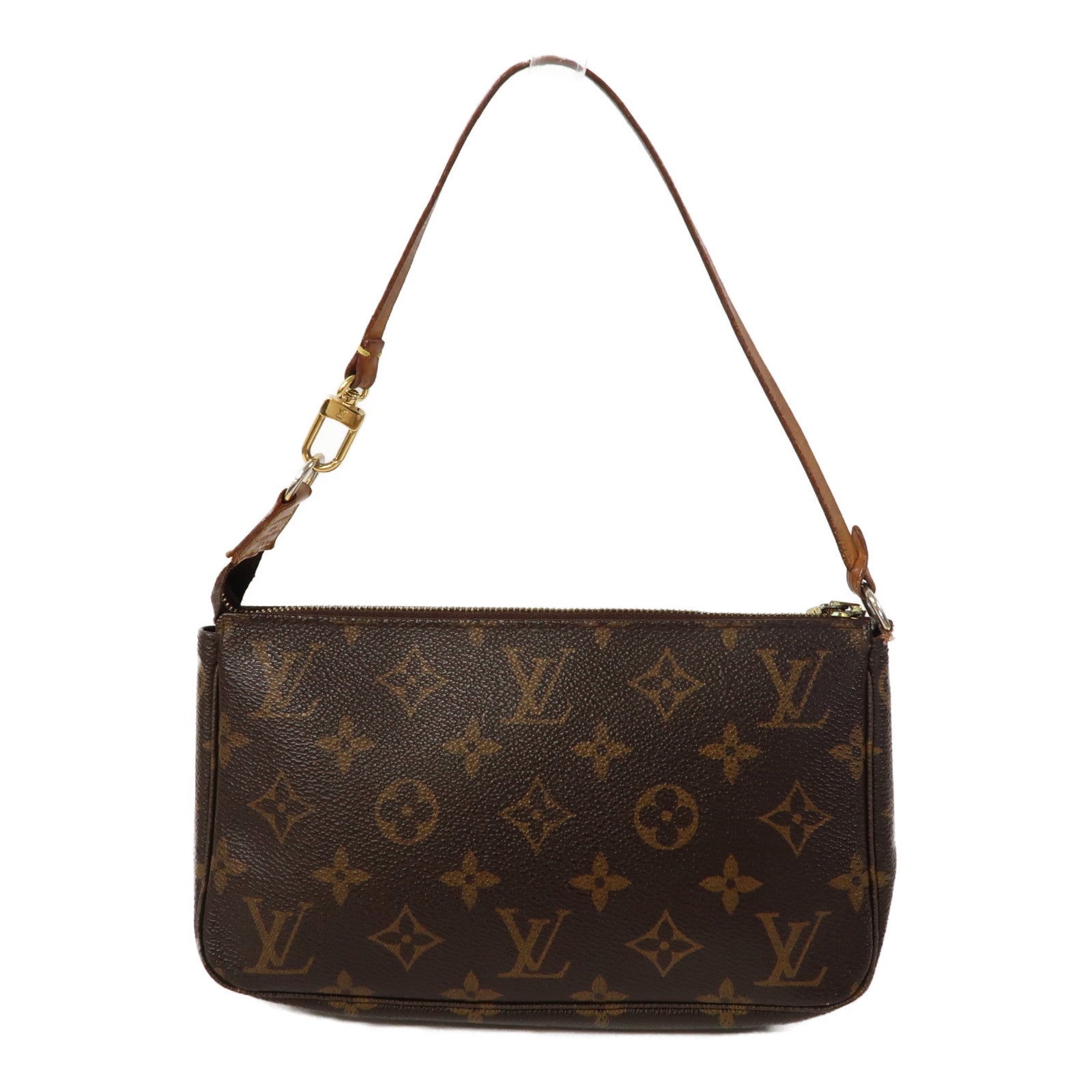 LOUIS VUITTON Monogram Pochette Accessories金扣手拿包啡色