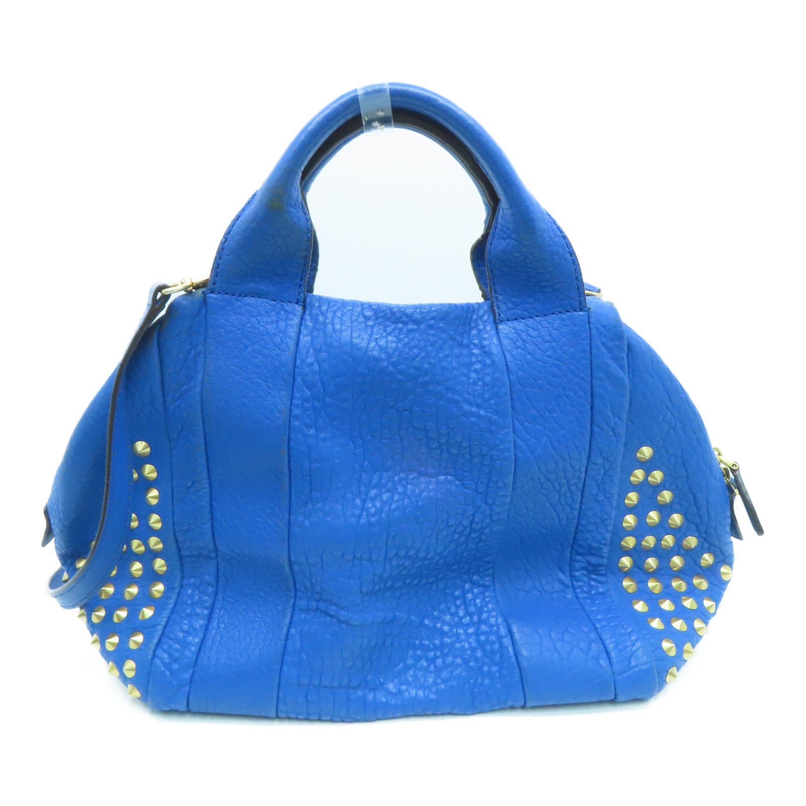 MCM Cowhide Leather 2way Shoulder Bag Gold Buckle Handle Shoulder Bag Blue