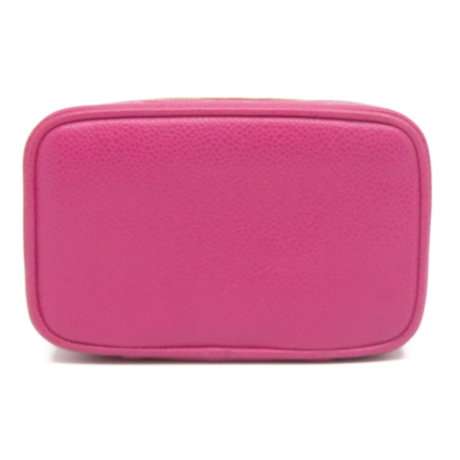 CHANEL Caviar皮革Vintage Vanity Case金扣手挽袋粉紅色