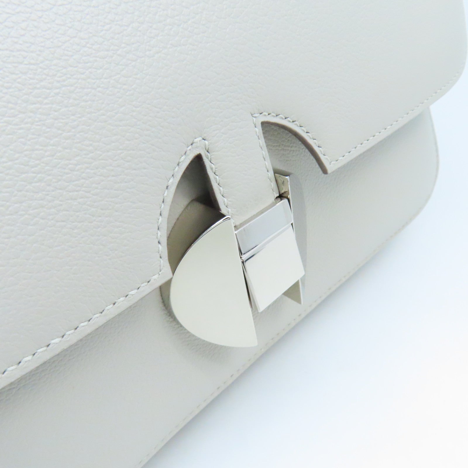 HERMES Evercolor皮革2002 Shoulder Bag銀扣肩背袋Gris Perle珍珠灰