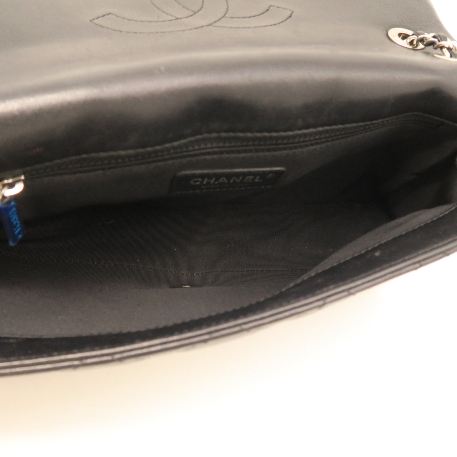 CHANEL Sheepskin Leather Shoulder Bag Silver Buckle Black/Color