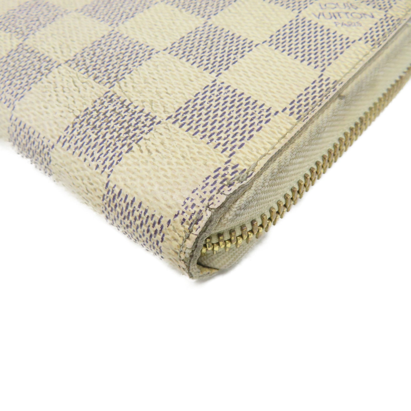 LOUIS VUITTON Damier Azur Zipper Long Wallet拉链长钱包米白色
