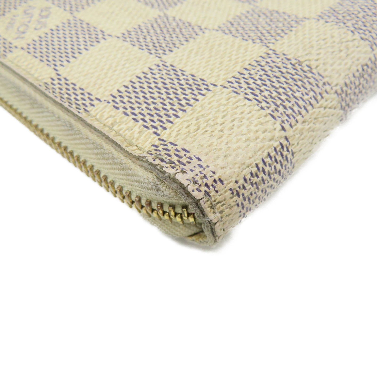 LOUIS VUITTON Damier Azur Zipper Long Wallet拉链长钱包米白色