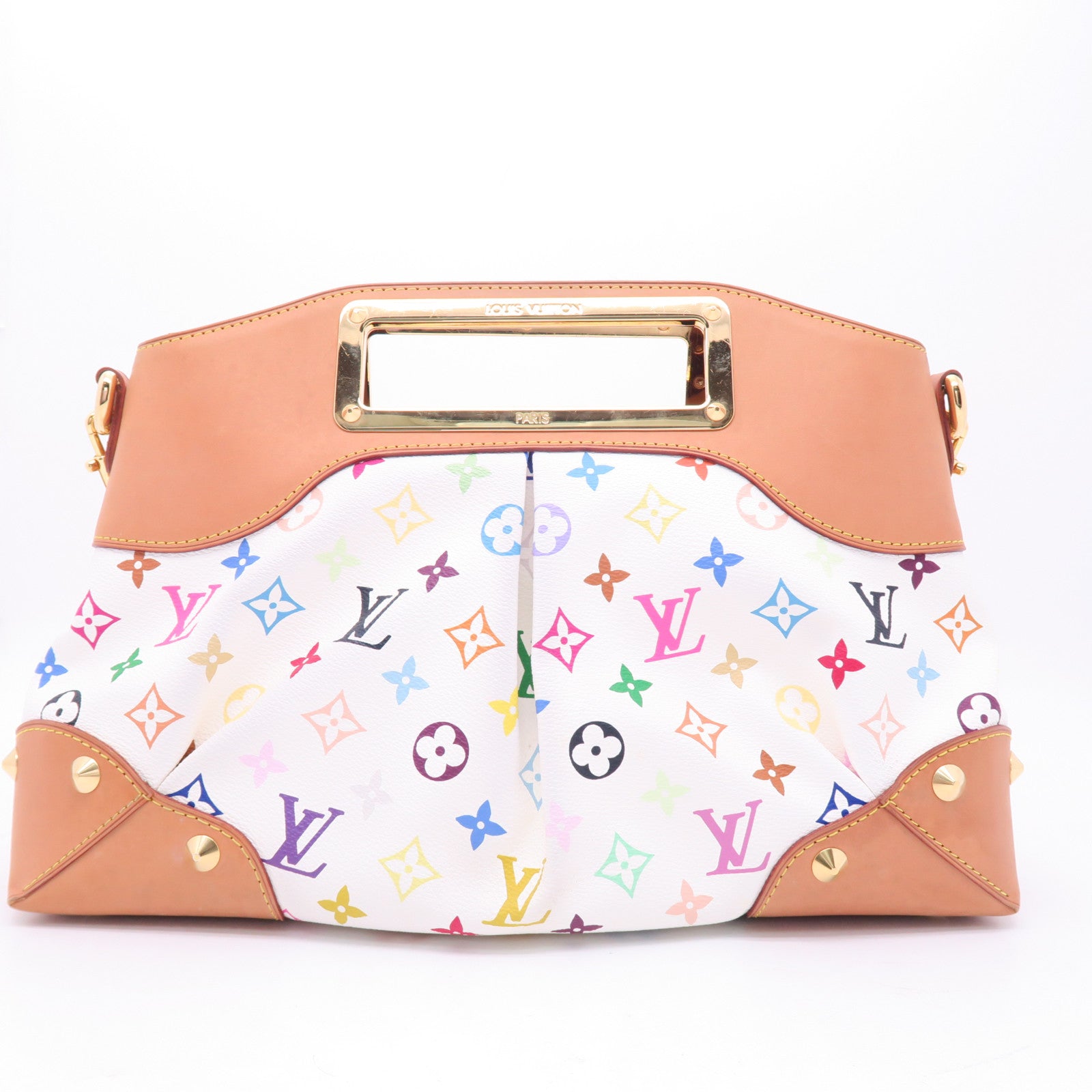 LOUIS VUITTON Monogram Multicolore Judy MM金扣手挽肩背兩用袋白色