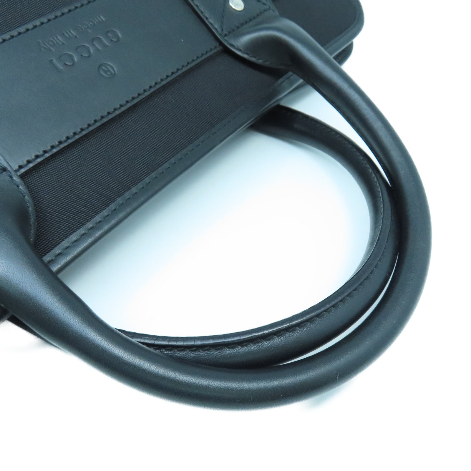 GUCCI Nylon Brief Case Silver Buckle Handle Bag Black