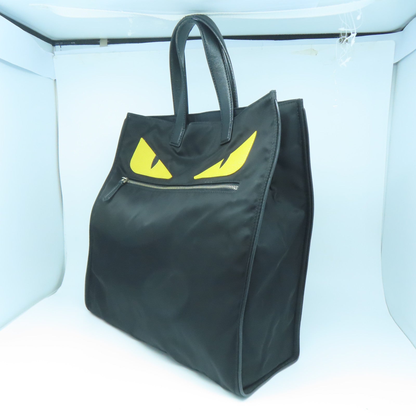 FENDI 尼龍Tote Bag銀扣手挽袋黑色