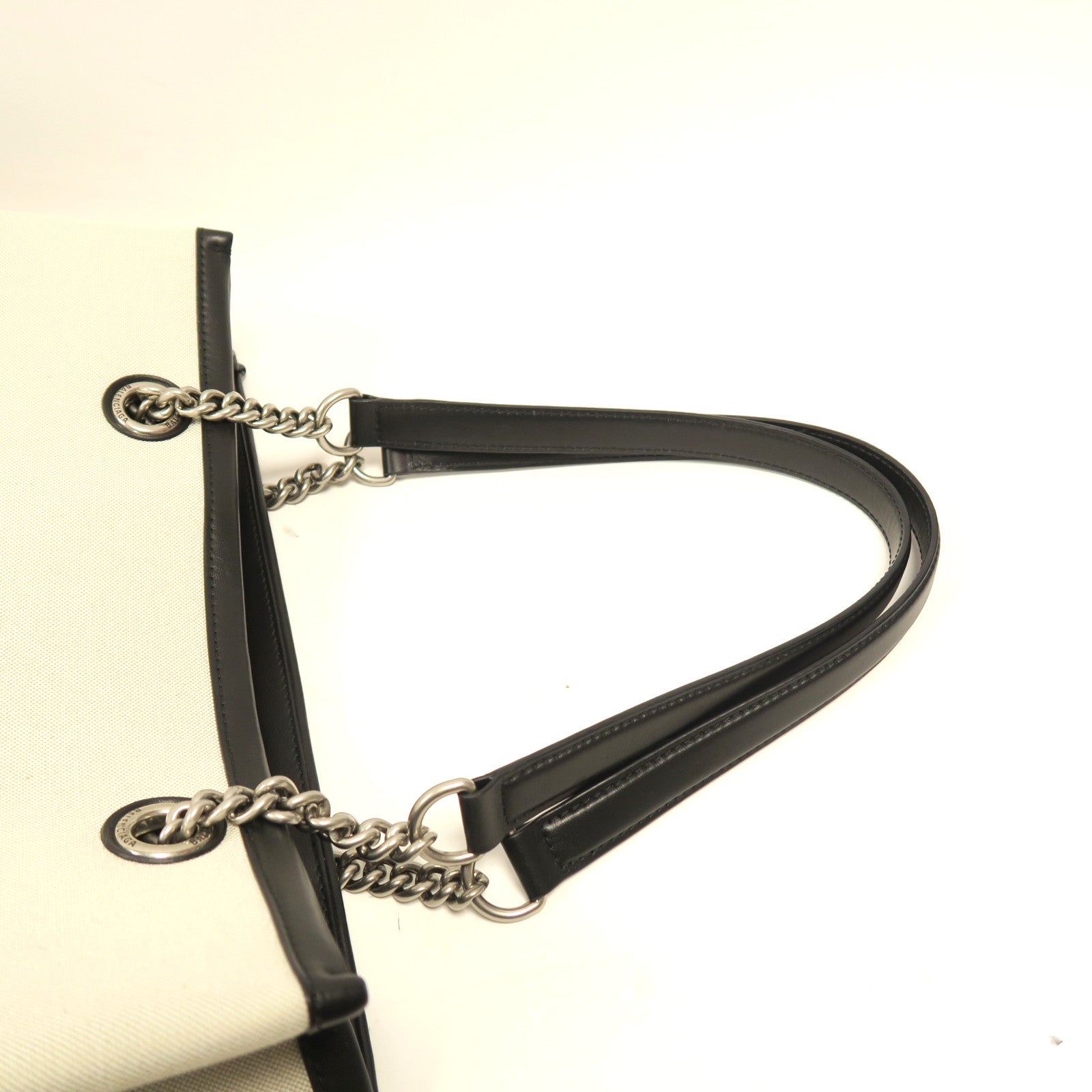 BALENCIAGA 帆布Tote Bag銀扣手挽袋米色